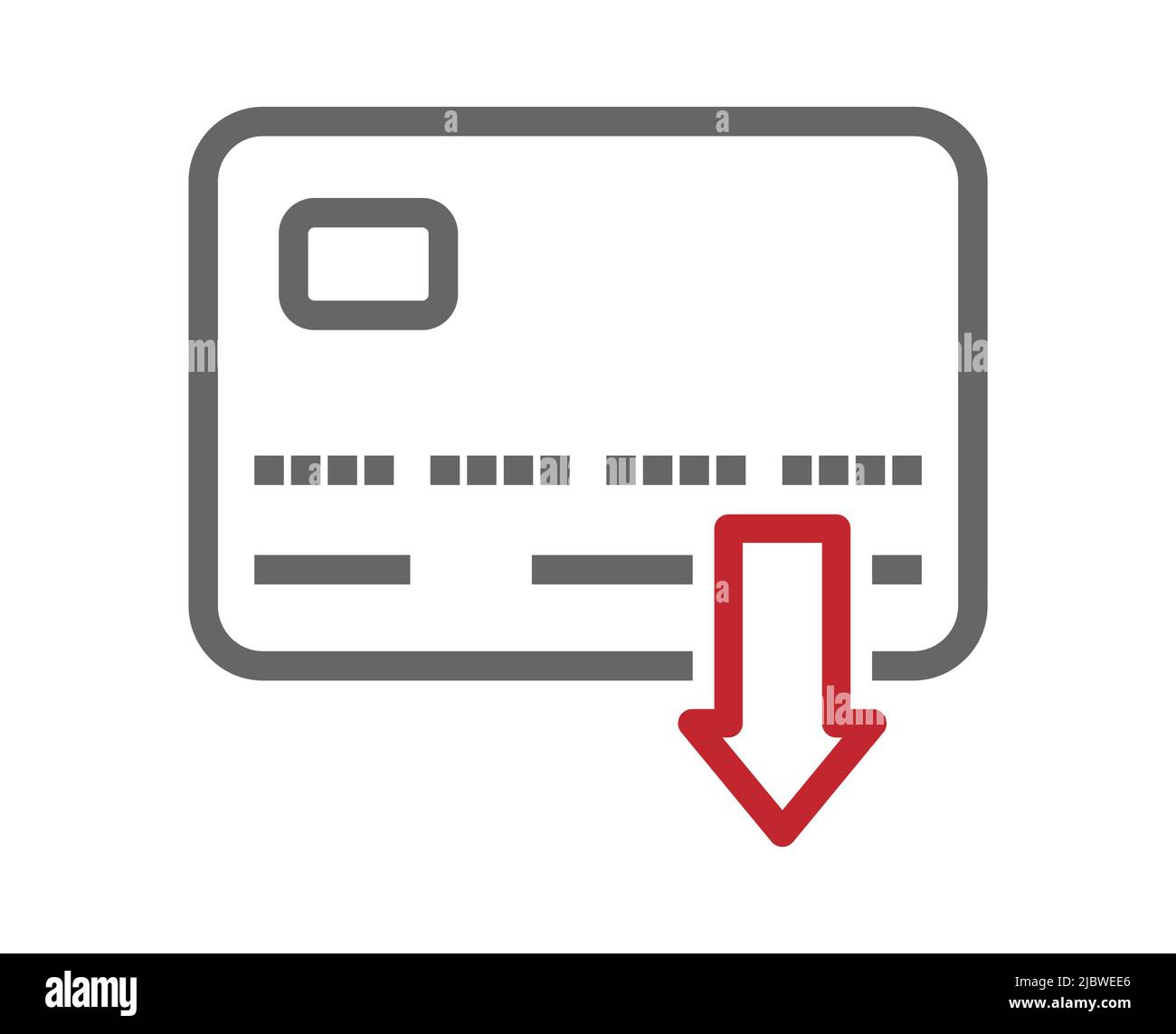 Symbol für die Barauszahlung von einer Bankkarte. Symbol für Websites und Anwendungen. Eine leere Kontur. Flacher Style Stock Vektor