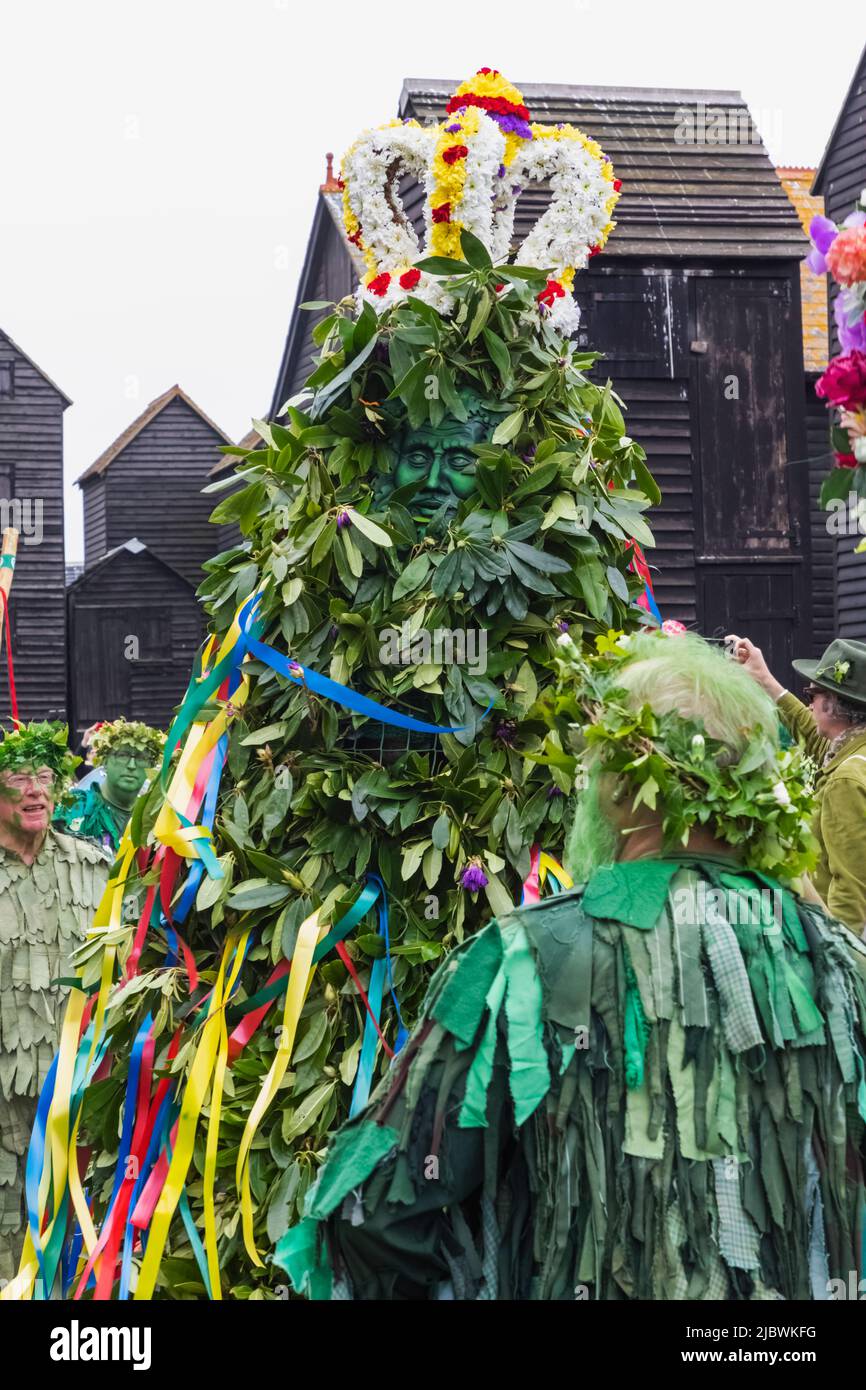 England, East Sussex, Hastings, The Annual Jack in the Green Festival, Jack in the Green Parade Stockfoto