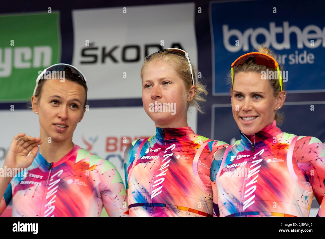 Mikayla Harvey von Canyon/SRAM Racing im Colchester Sports Park für das UCI Women’s Tour Radrennen Etappe 1 nach Bury St. Edmunds Stockfoto