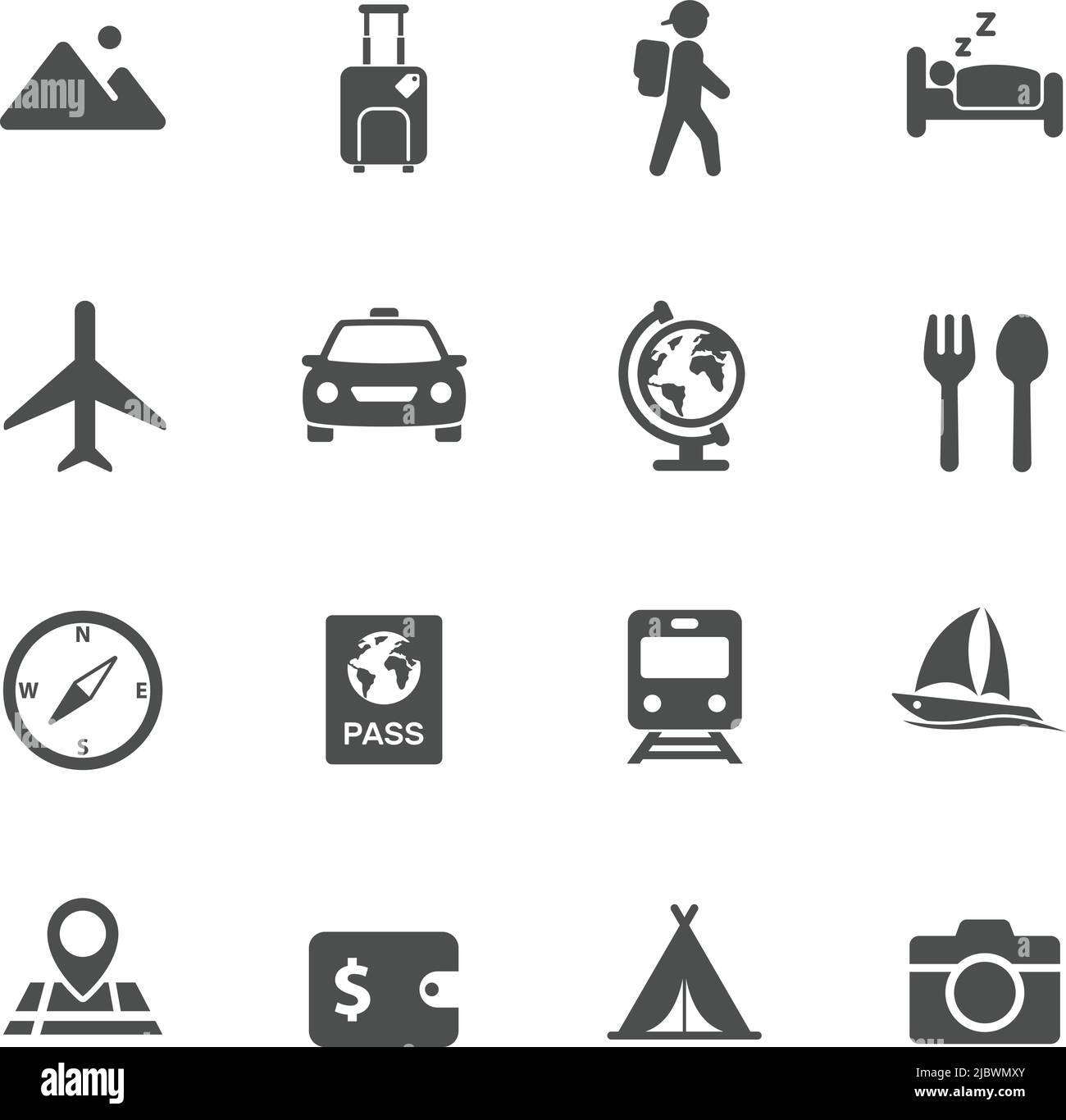 Vektor-Icon für Reisen und Tourismus eingestellt Stock Vektor