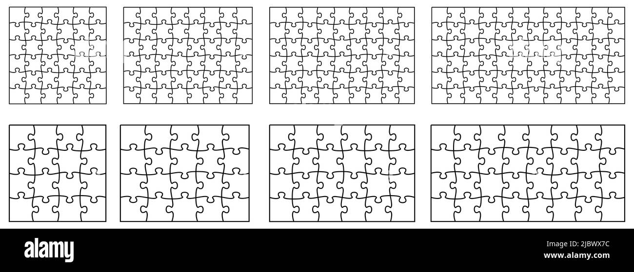 Einfache Puzzle-Vorlage mit verschiedenen Breiten Höhe Verhältnis und Stückgröße Stock Vektor