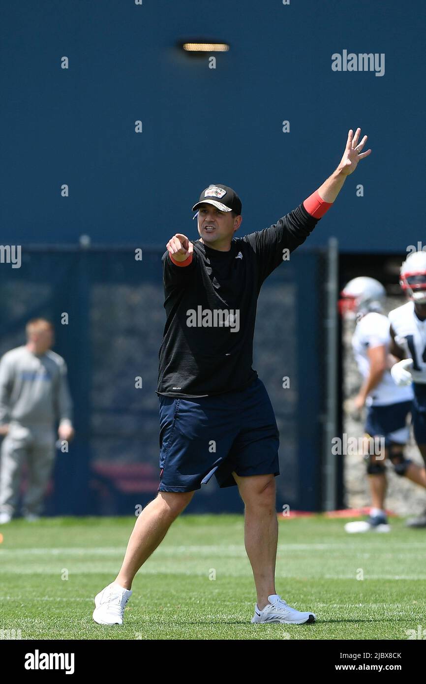 Gillette Stadium. 8.. Juni 2022. MA, USA; Angriffsassistent der New England Patriots Joe Judge am Minicamp des Teams im Gillette Stadium. Obligatorische Gutschrift: Eric Canha/CSM/Alamy Live News Stockfoto