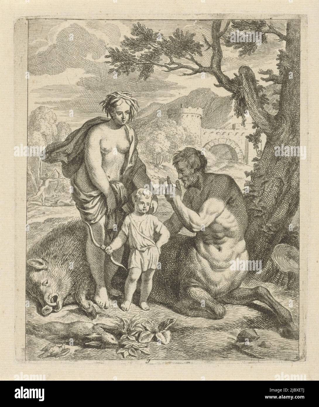 Landschaft mit Thetis und den jungen Achilles mit Pfeil und Bogen