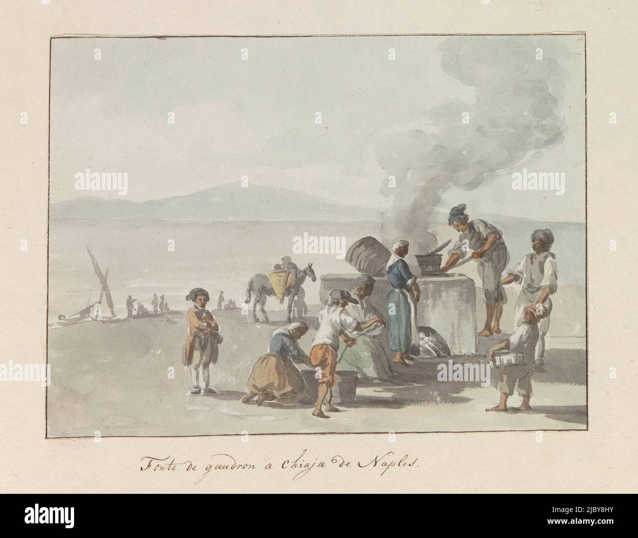 Teerschmelze in Chiaja, Neapel, Louis Ducros, 1778, Zeichner: Louis Ducros, 1778, Papier, Pinsel, H 185 mm × B 251 mm Stockfoto
