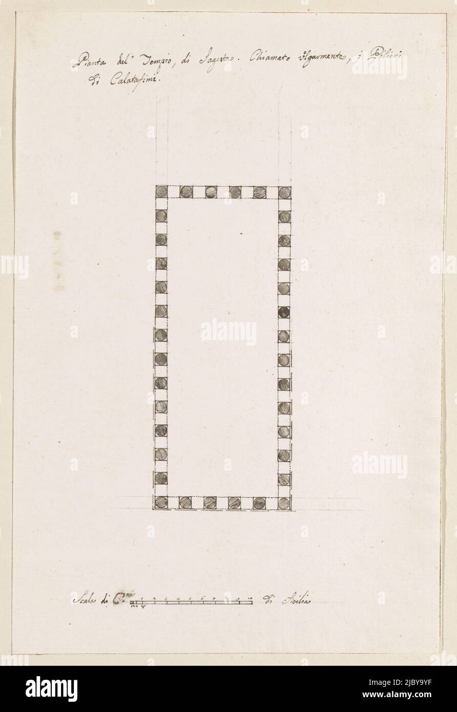 Temple of Segesta, Louis Mayer, 1778, Zeichnung aus dem Album 'Voyage en Italie, en Sicile et à Malte', 1778., Zeichner: Louis Mayer, 1778, Papier, H 214 mm × B 342 mm Stockfoto