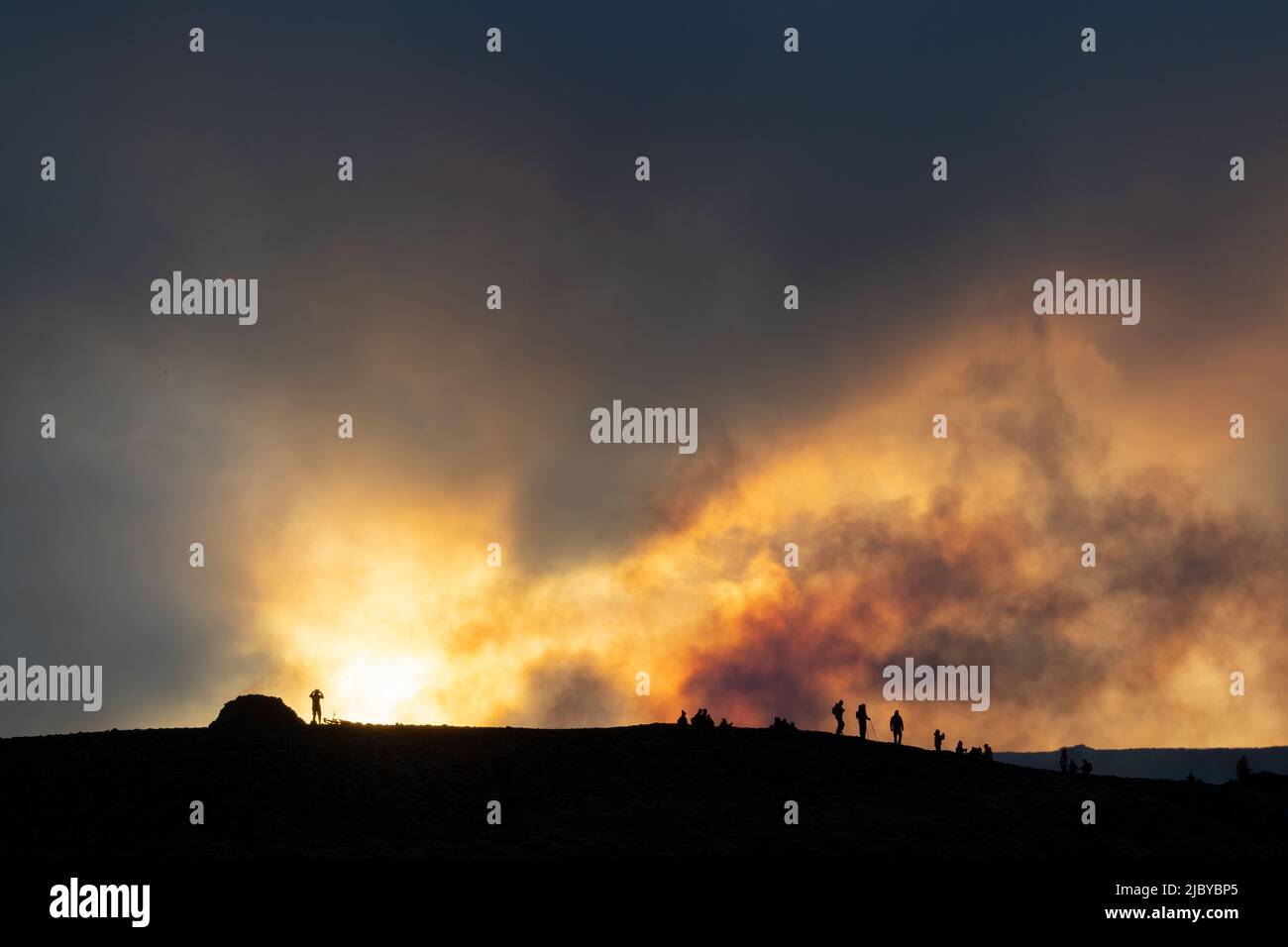 Reykjanes Peninsula, Island - April 12. 2021: Vulkanausbruch Reykjanes Peninsula Island Stockfoto