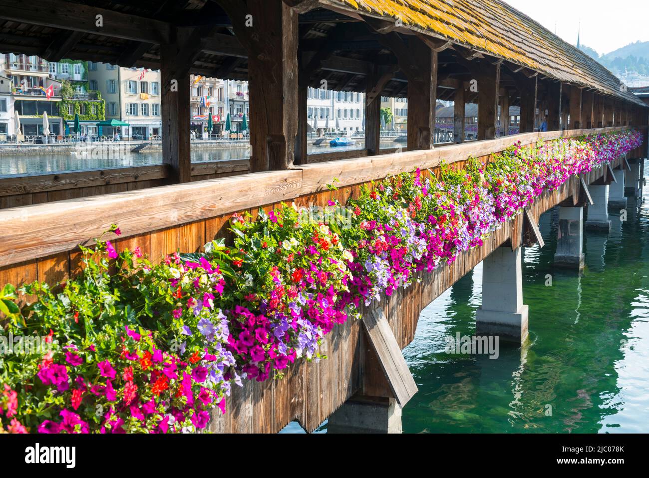 Kapellbrücke in der Stadt Luzern, Schweiz. Stockfoto