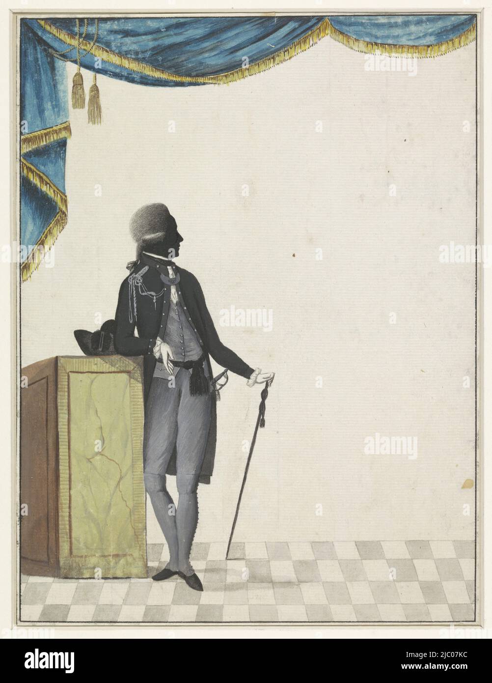 Porträt von General van der Meersch im Innenraum, Zeichner: Anonym, 1744 - c. 1842, Papier, Pinsel, H 305 mm × B 231 mm Stockfoto