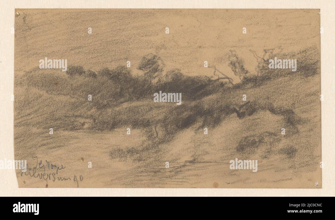 Landschaft bei Hilversum, Zeichner: Johannes Gijsbert Vogel, (auf Objekt erwähnt), Hilversum, 1892, Papier, H 113 mm × B 193 mm Stockfoto