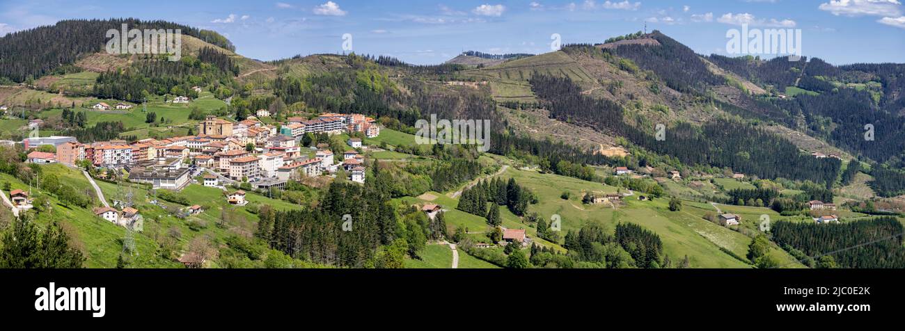 Elgeta Panoramabild bei Gipuzkoa. Stockfoto