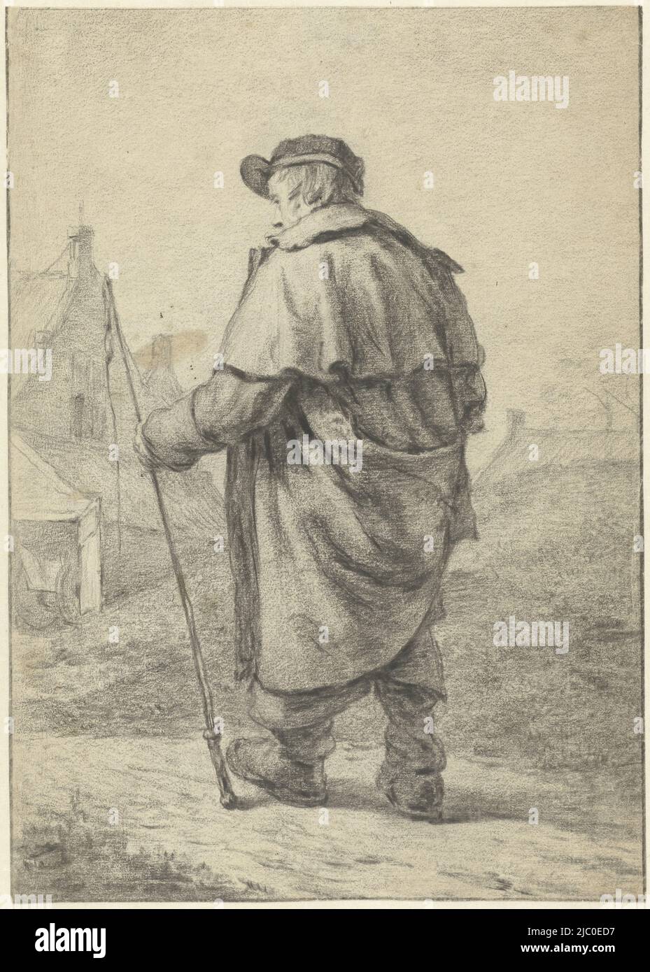 Laufmann mit Peitsche, Zeichner: Willem Albertus Haanebrink, c. 1772 - c. 1840, Papier, H 308 mm × B 209 mm Stockfoto