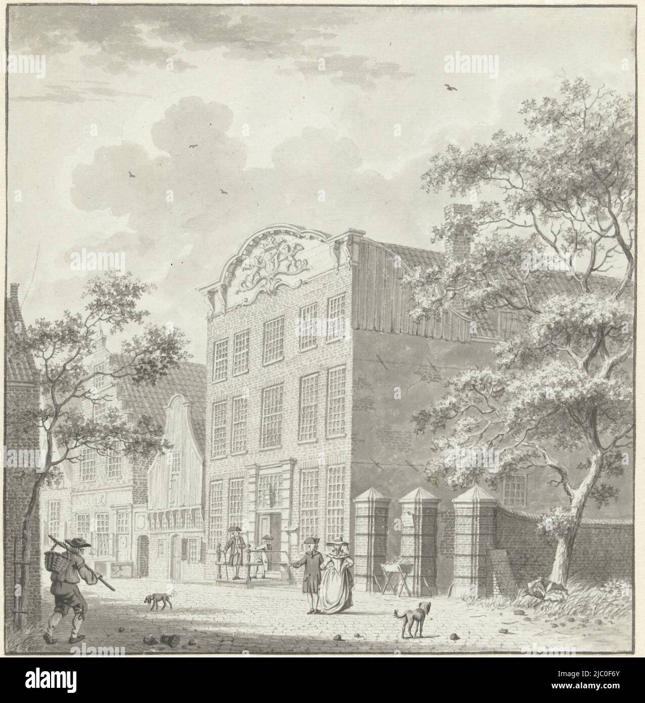 Die Ziele in Monnikendam, Zeichner: Isaac Ouwater, 1758 - 1793, Papier, Stift, Bürste, H 221 mm × B 214 mm Stockfoto