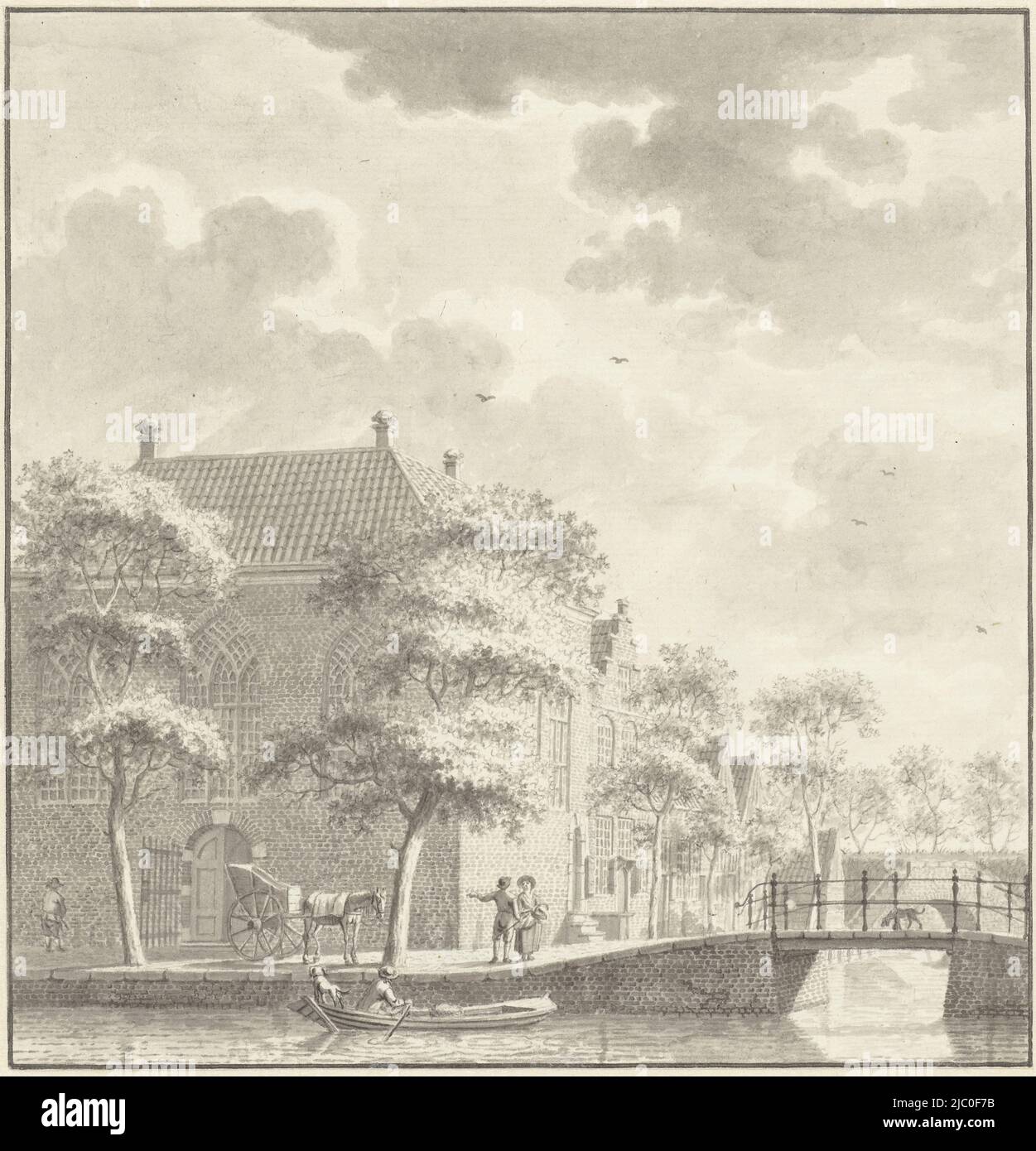 Die lutherische Kirche in Alkmaar, Zeichner: Isaac Ouwater, 1758 - 1793, Papier, Stift, Bürste, H 222 mm × B 215 mm Stockfoto