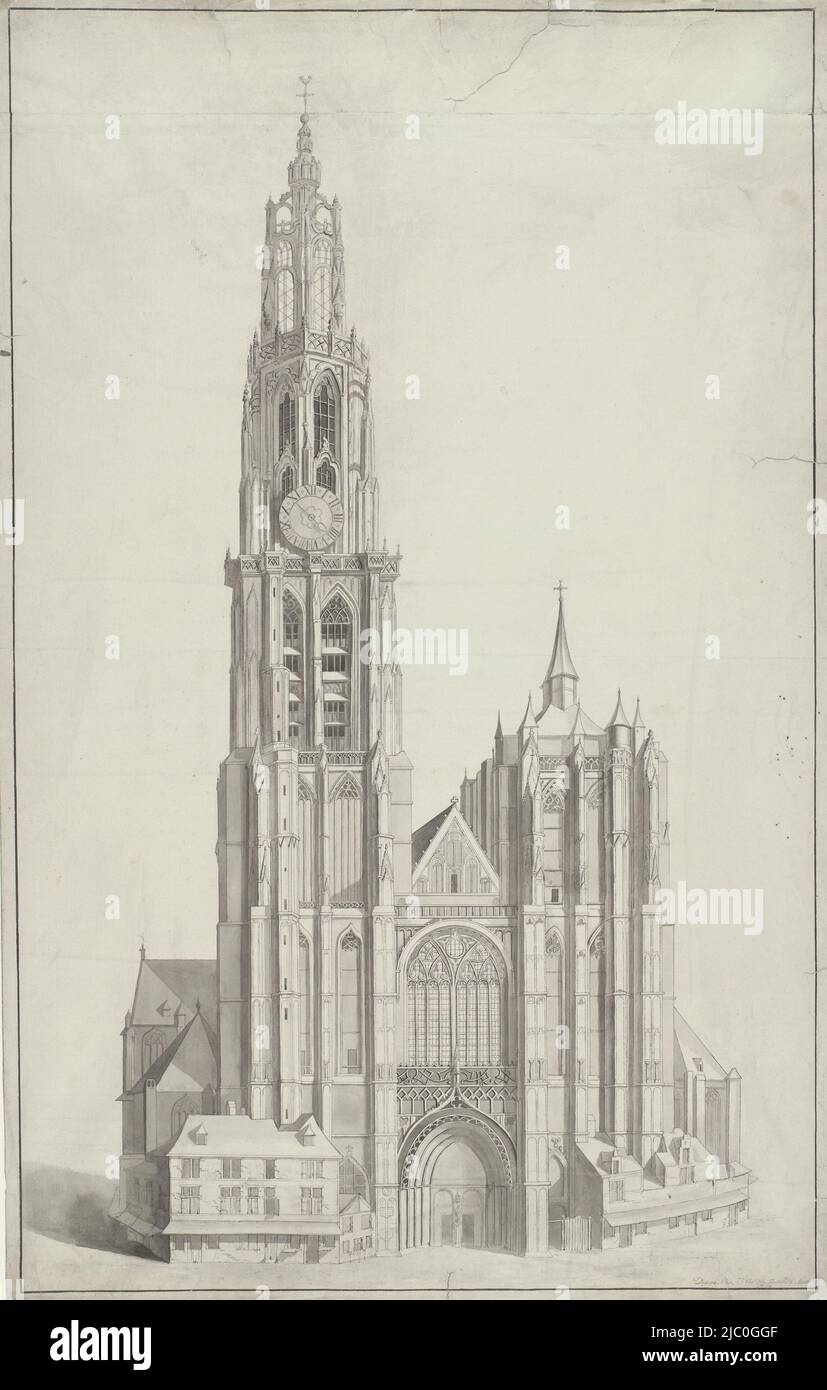 Kathedrale in Antwerpen, Zeichner: Ignatius Joseph van den Berghe, 1781, Papier, Stift, Pinsel, H 717 mm × B 454 mm Stockfoto