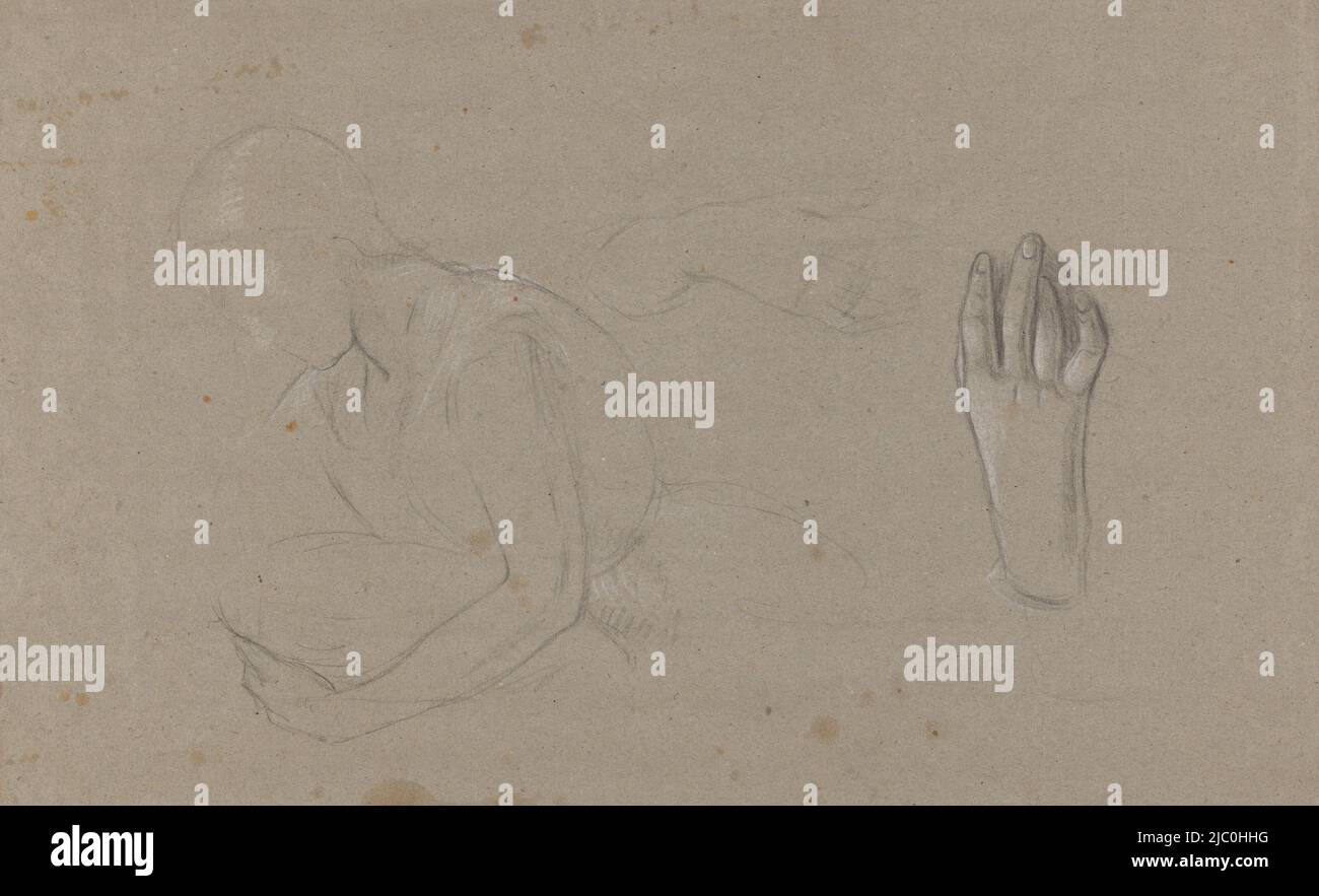 Studien der Hände und der Figur, Zeichner: Jan Adam Kruseman, 1814 - 1862, Papier, h 360 mm × b 580 mm Stockfoto