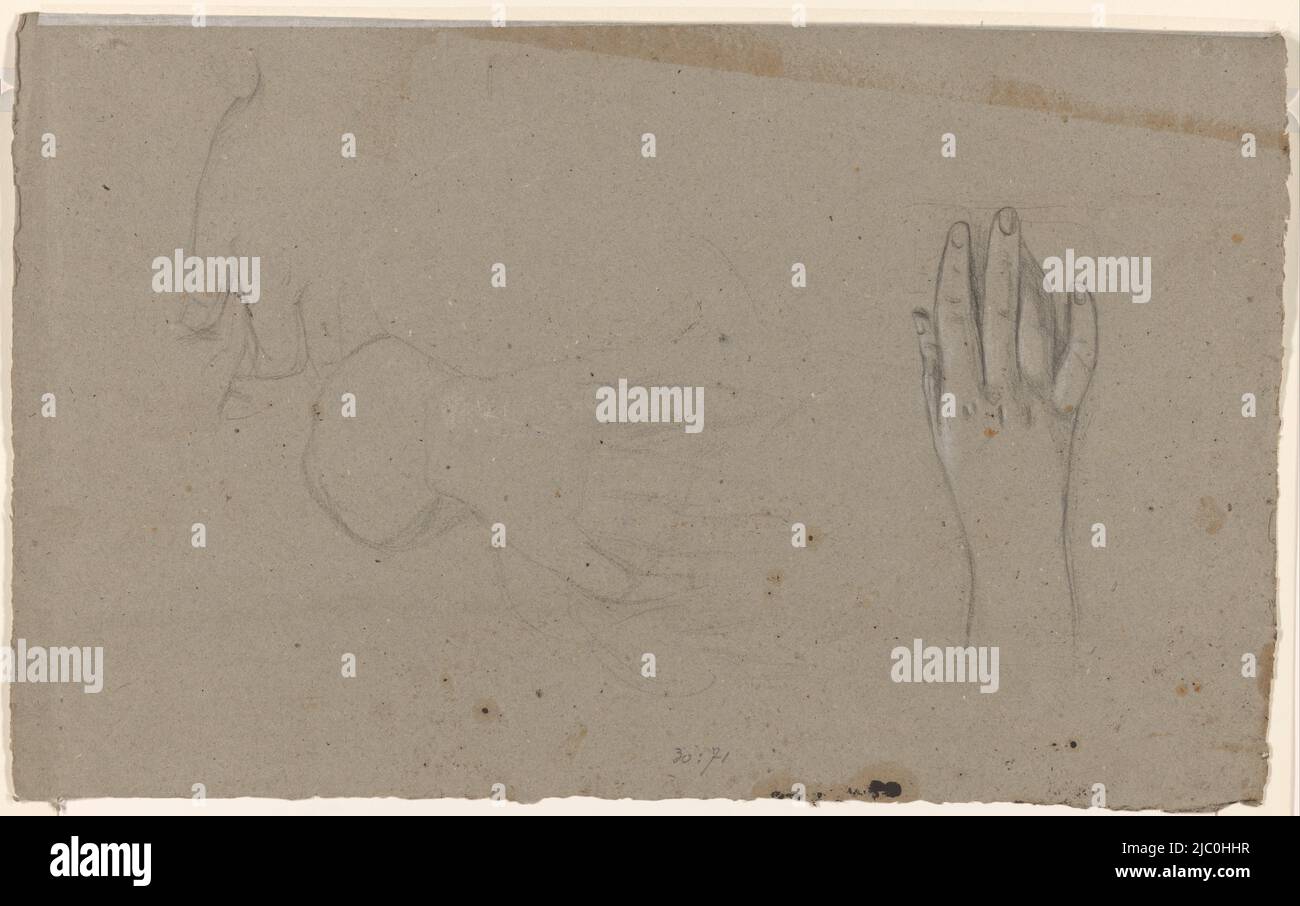 Handstudien, Zeichner: Jan Adam Kruseman, 1814 - 1862, Papier, H 360 mm × B 580 mm Stockfoto