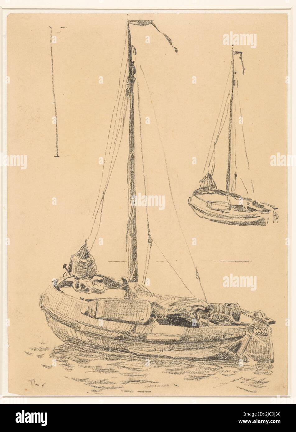Arbeitsblatt mit zwei Booten, Zeichner: Willem Bastiaan Tholen, 1870 - 1931, Papier, H 308 mm × B 225 mm Stockfoto