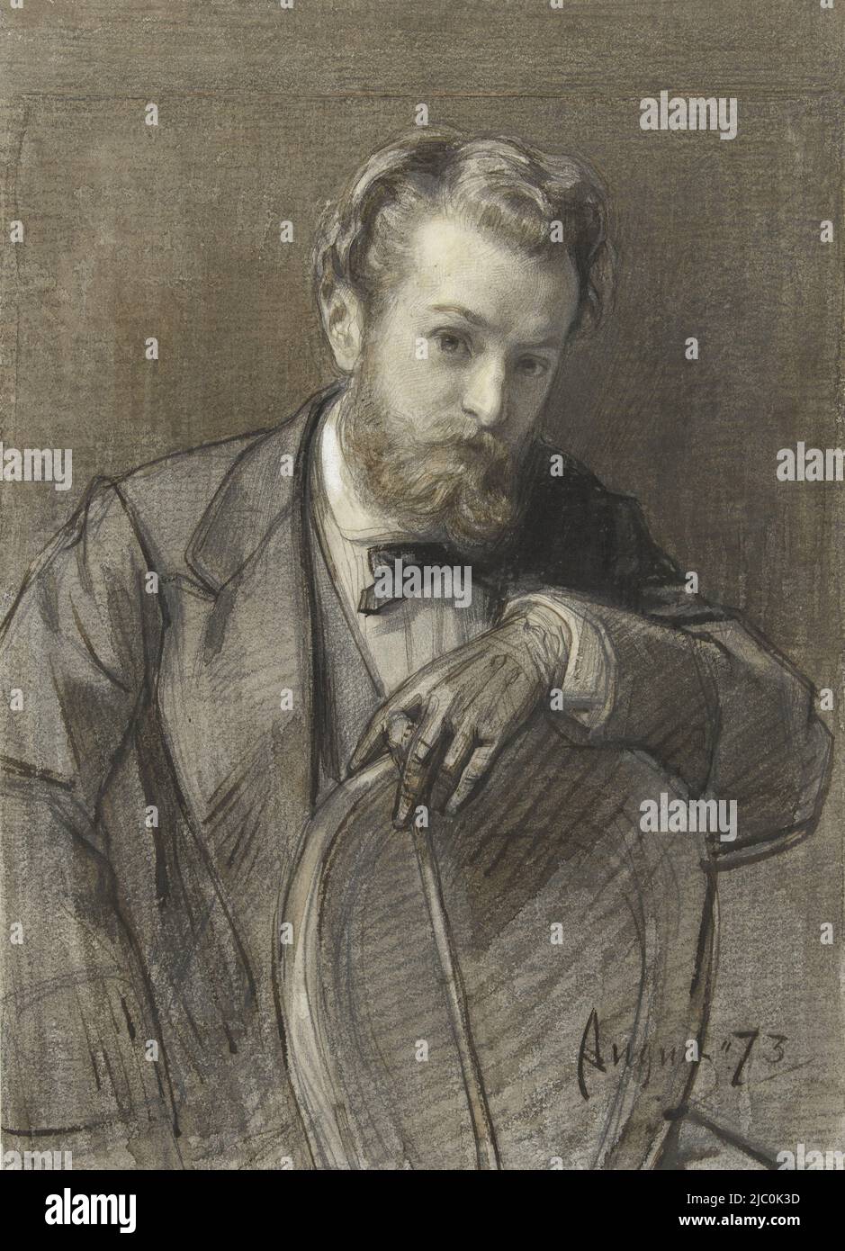 Porträt von Gerardus Allebé, Zeichner: August Allebé, 1873, Papier, Stift, Bürste, H 308 mm × B 221 mm Stockfoto