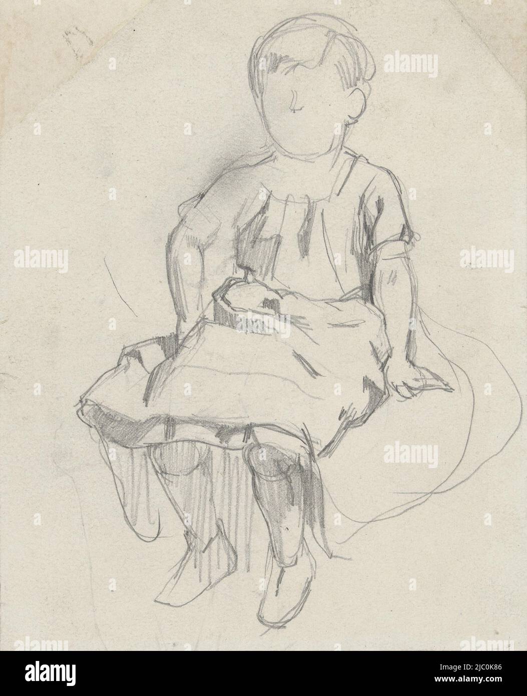 Sitzender Junge, Zeichner: August Allebé, 1848 - 1927, Papier, H 155 mm × B 126 mm Stockfoto