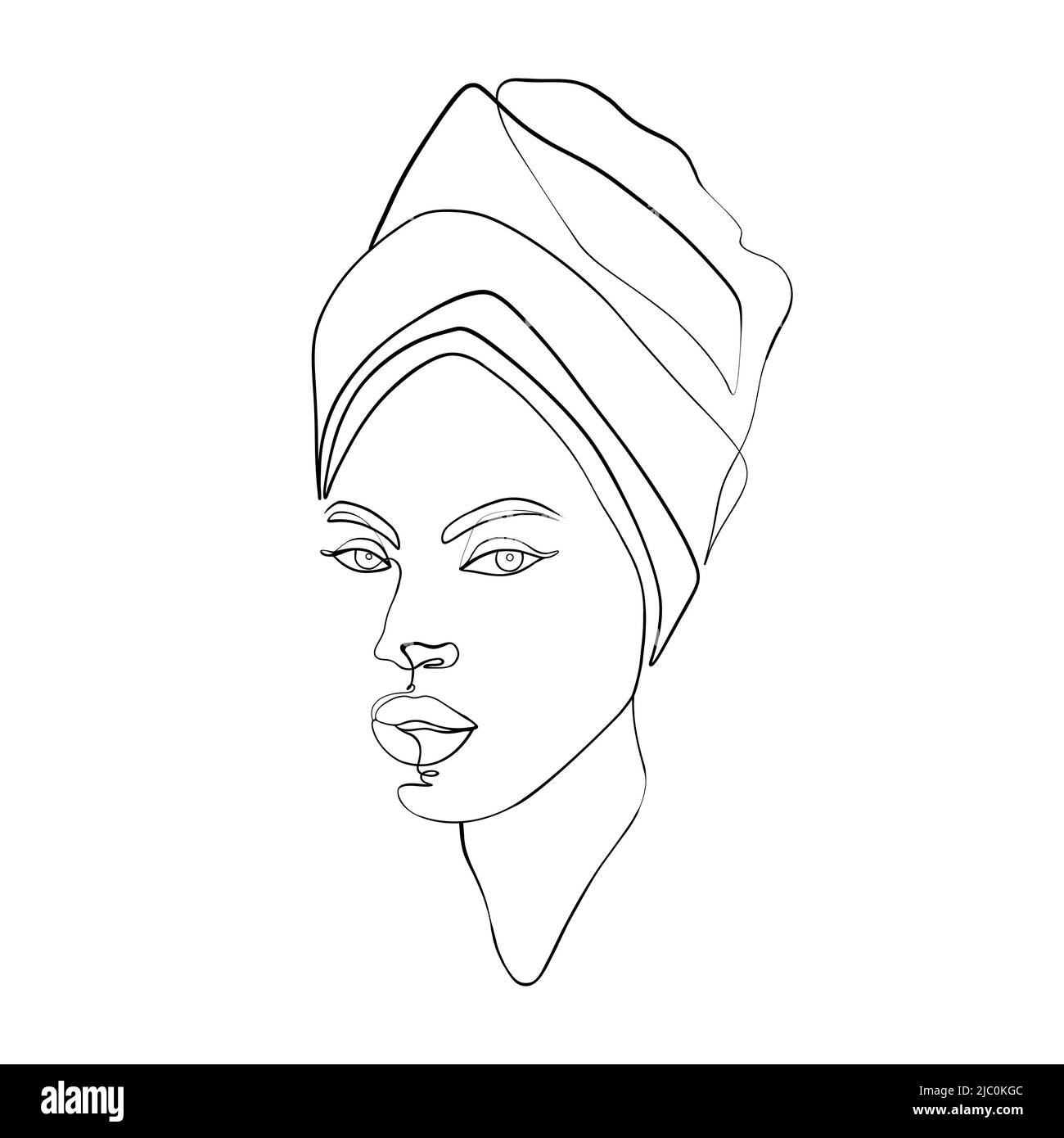 Skizze einer Frau im minimalistischen linearen Stil Stock Vektor
