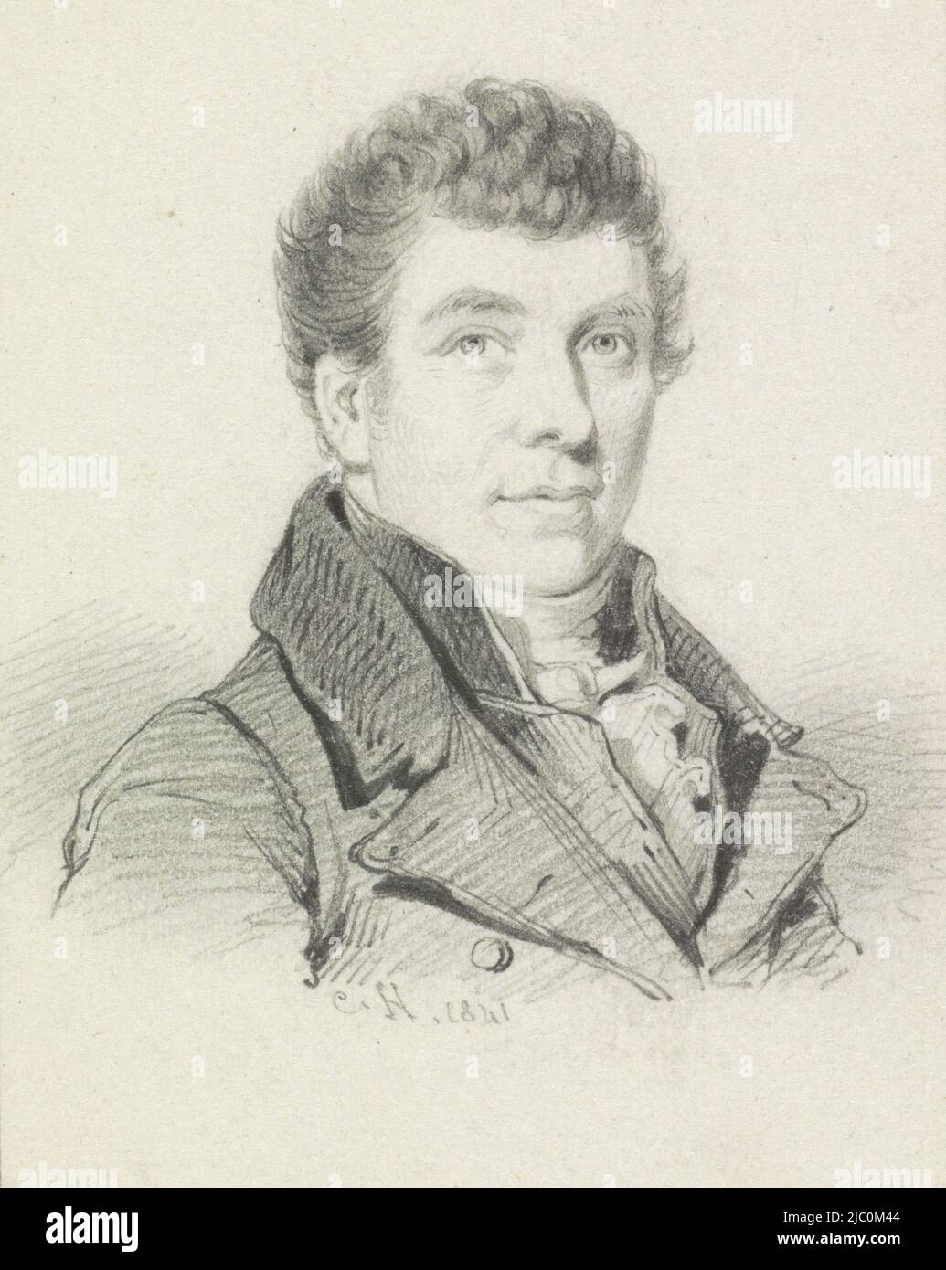 Porträt von Willem Bartel van der Kooi, Zeichner: Johan Coenraad Hamburger, 1841, Papier, H 74 mm × B 58 mm Stockfoto