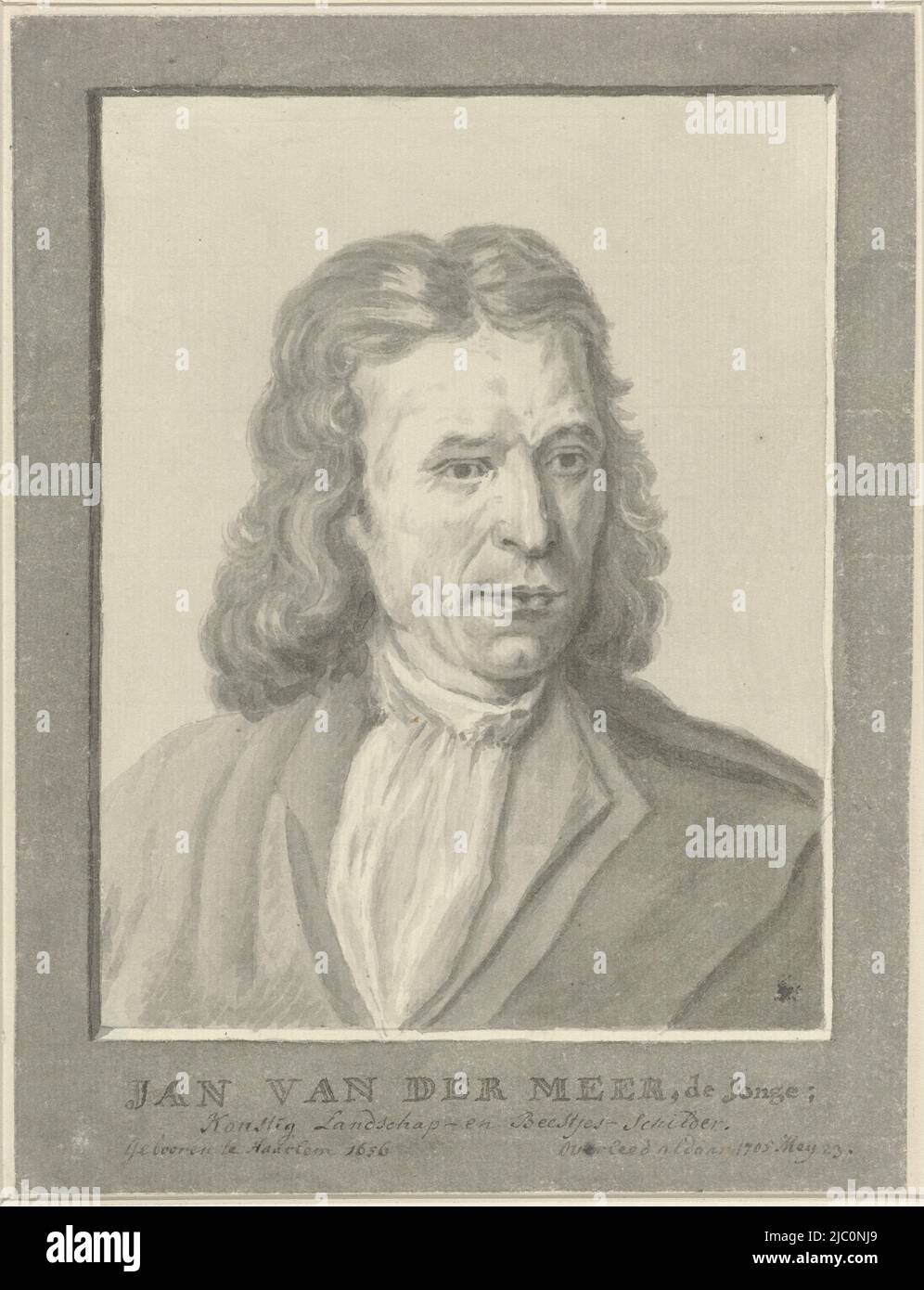 Porträt von Johannes van der Meer dem Jüngeren, nach: Cornelis Dusart, Zeichner: Anonym, 1757, Papier, Bürste, H 206 mm × B 156 mm Stockfoto