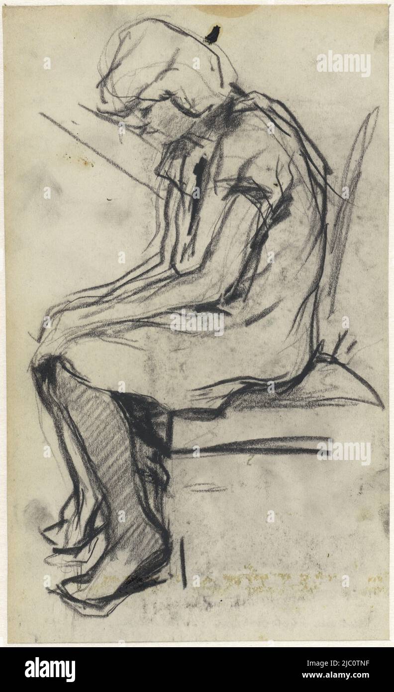 Skizze einer sitzenden Frau, Zeichnerin: Suze Robertson, 1865 - 1922, Papier, H 247 mm × B 149 mm Stockfoto