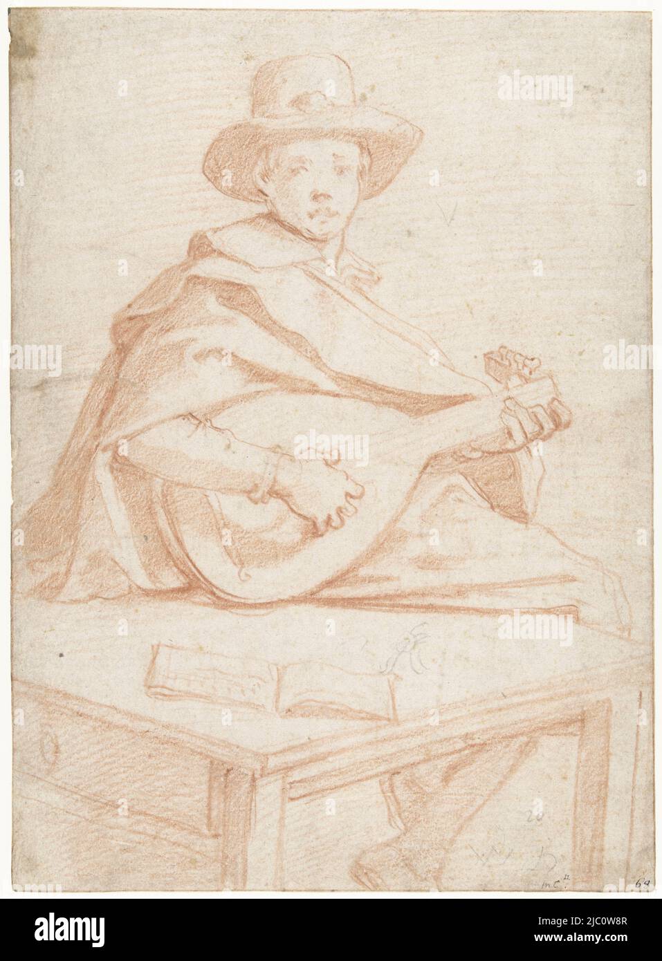 Lautenspieler, Zeichner: Jacopo da Empoli, 1561 - 1640, Papier, H 308 mm × B 224 mm Stockfoto