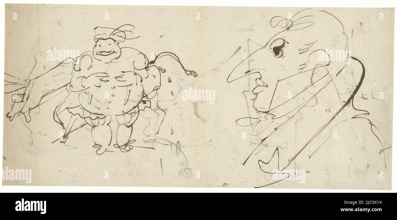 Karikaturen, Zeichnerin: Carle Vernet, 1768 - 1836, Papier, Stift, H 210 mm × B 450 mm Stockfoto