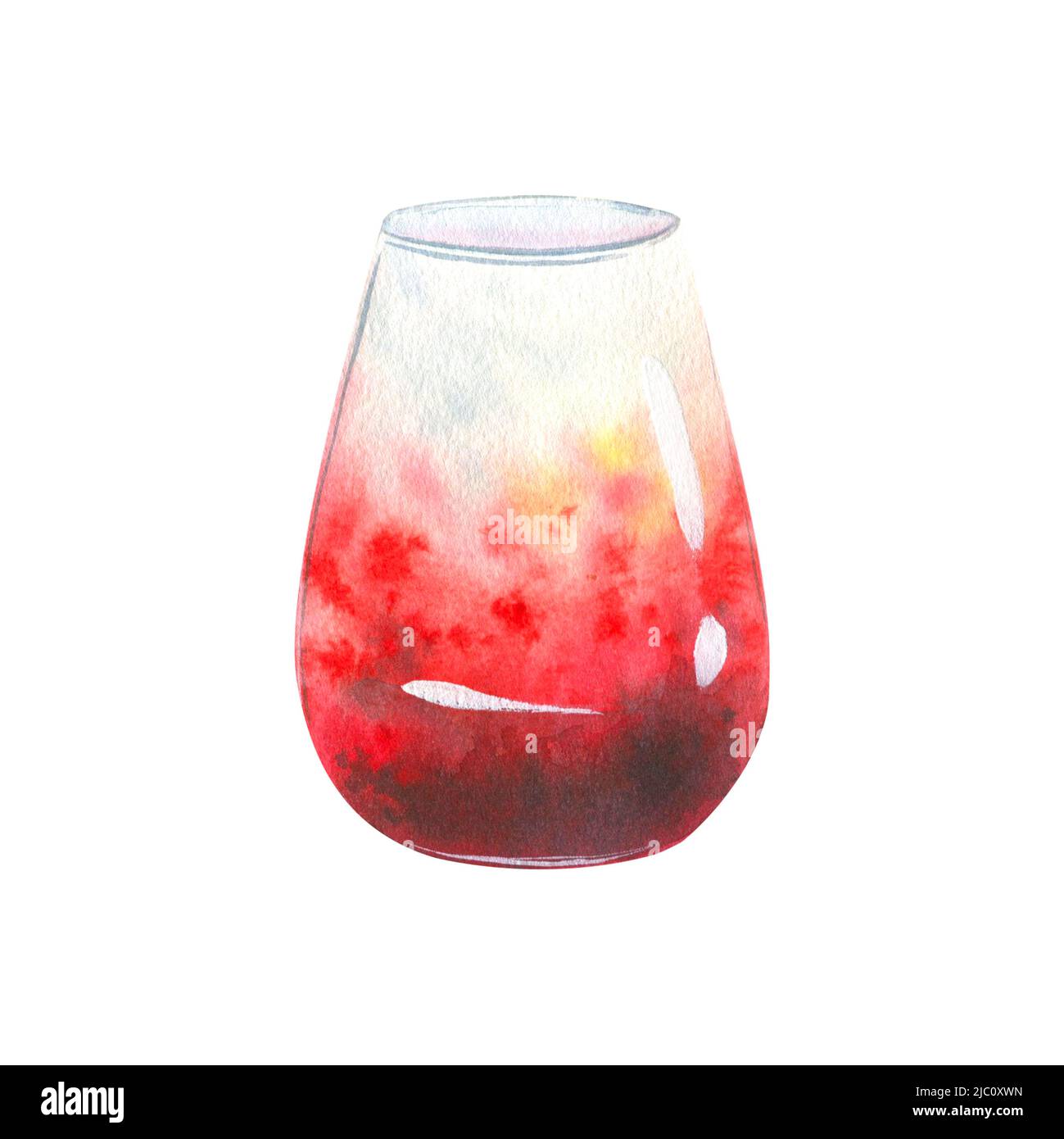 Aquarell-Illustration von handgezeichneten Cocktail isoliert. Für die Gestaltung von Postkarten, Speisekarten, Postern, Drucken. Stockfoto