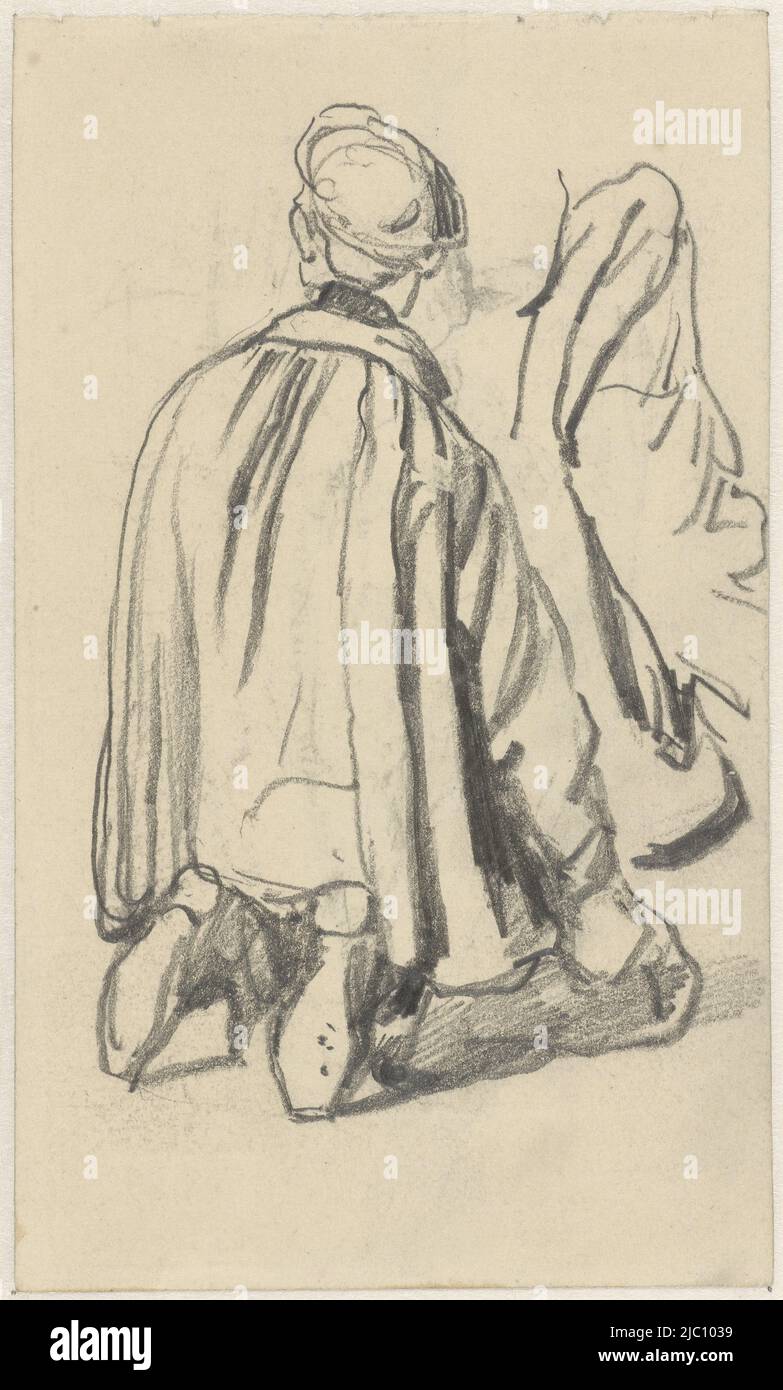 Knieender Mann Von Hinten Gesehen Zeichner Guillaume Anne Van Der Brugghen 1821 1891 