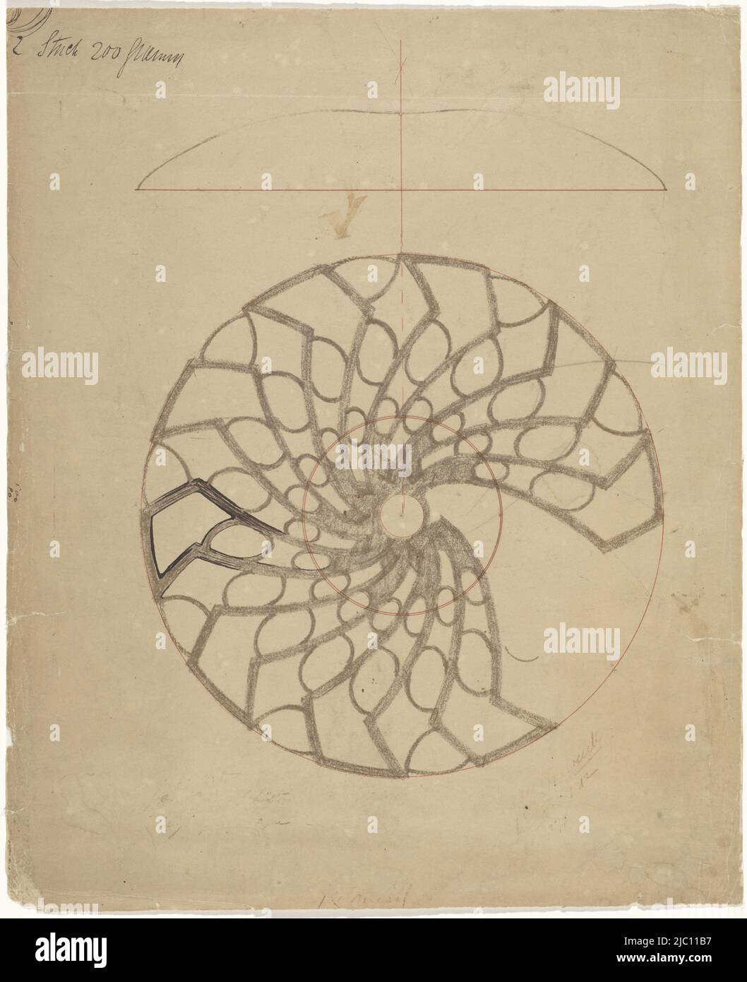 Entwurf für eine Hängelampe, Zeichner: Mathieu Lauweriks, 1874 - 1932, Papier, Stift, H 325 mm × B 264 mm Stockfoto