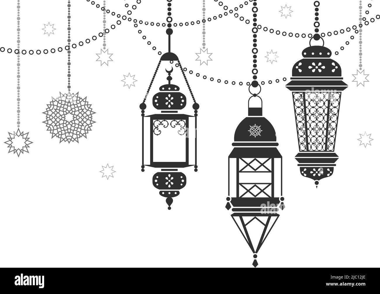 Hängende Ostlaterne. Dekorativer Rand des Festlichts Stock Vektor