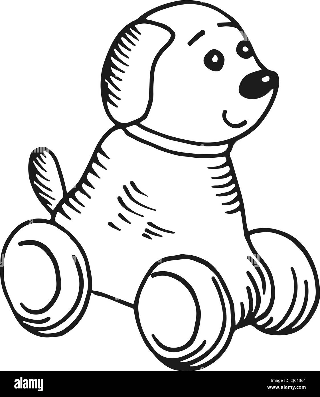 Gummi Baby Tier Spielzeug Auto. Lustige Hundefahrzeug Skizze Stock Vektor