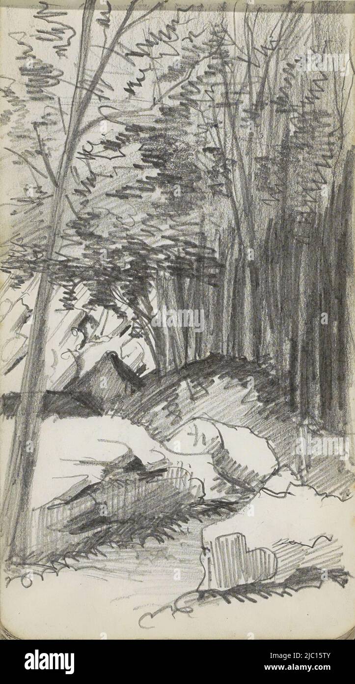 Seite 27 Rekto aus einem Skizzenbuch mit 69 Seiten, Felsenmeer im Odenwald, Zeichner: Geo Poggenbeek, Felsenmeer, Jul-1876, Papier Stockfoto