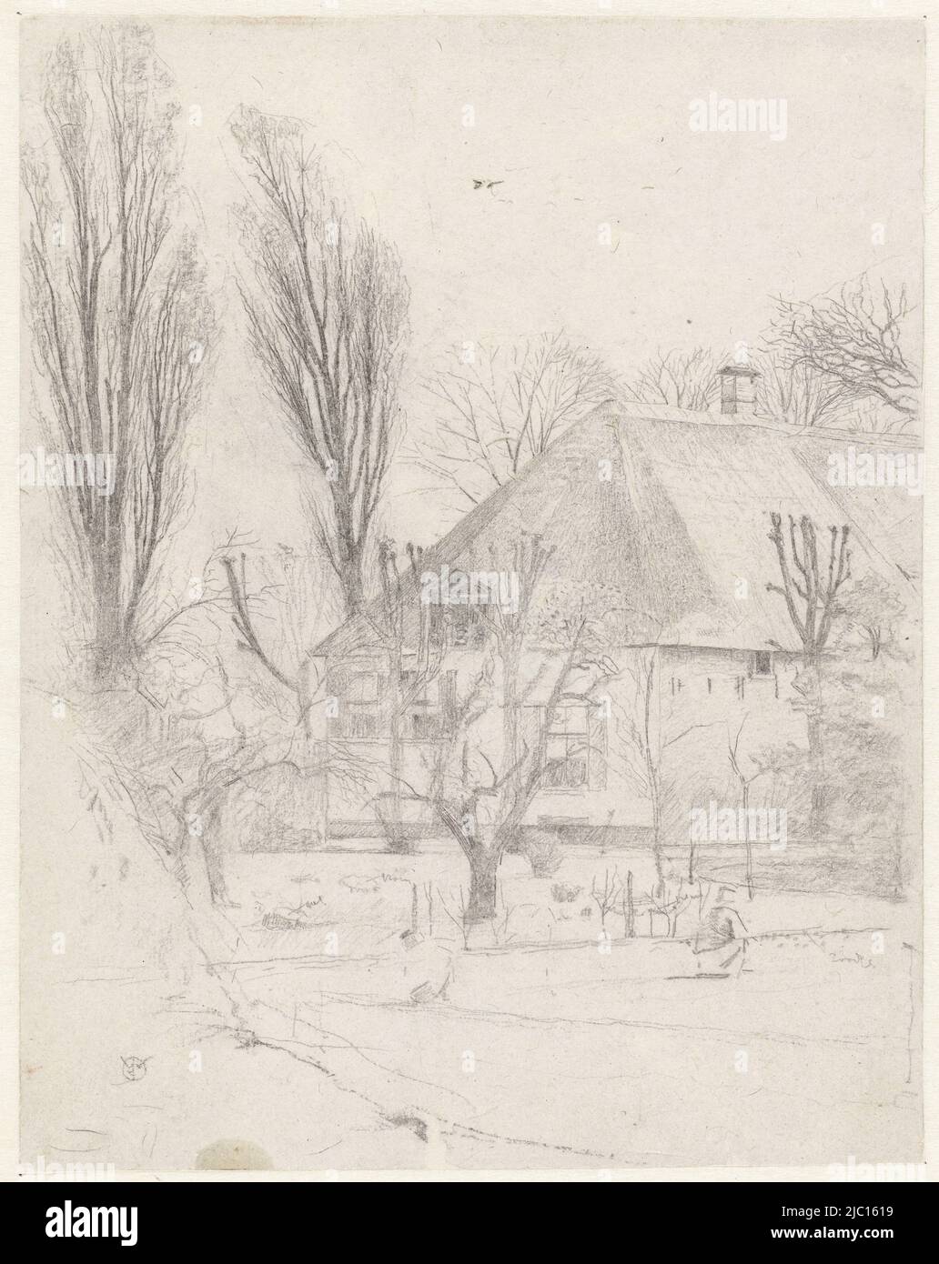 Bauernhof bei Velsen, Zeichner: Gerrit Willem Dijsselhof, 1876 - 1924, Papier, H 266 mm × B 209 mm Stockfoto