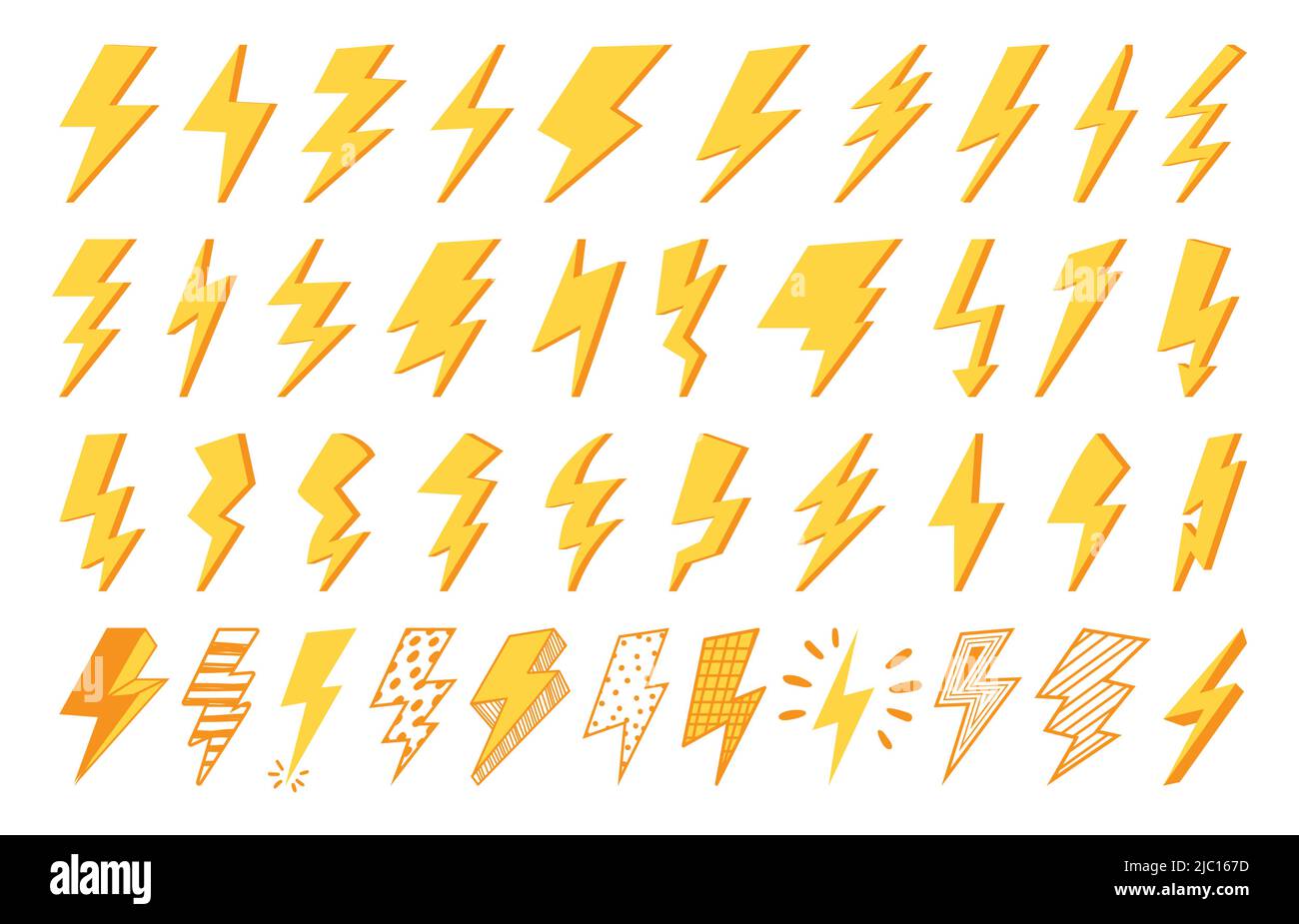 Blinkdes Symbols. Blitzschlag Clipart Symbol, Strom und Strom-Logo, Natur Thunderbolt gelbe Form. Vektor isoliertes Gewitterlicht Stock Vektor