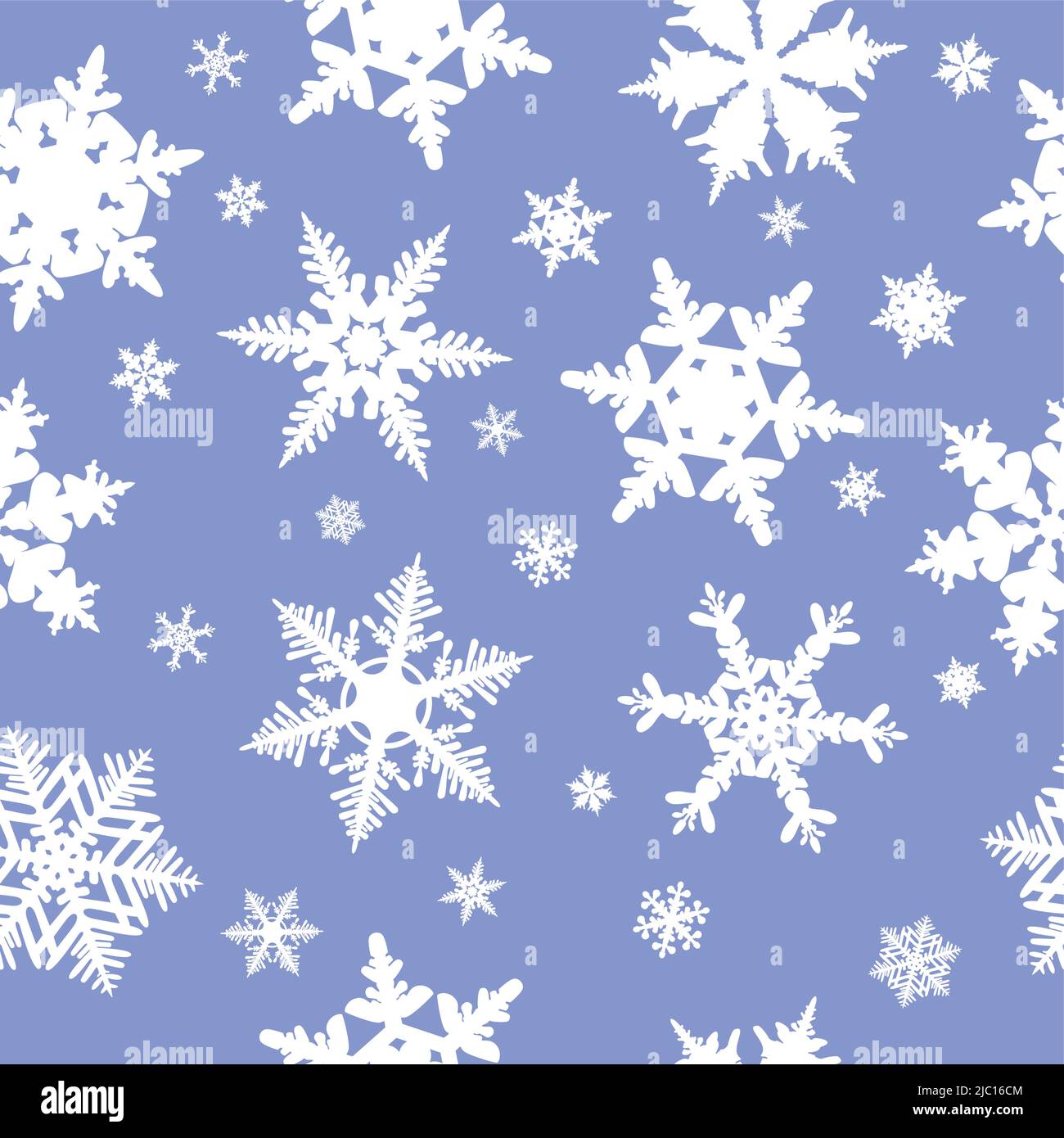 Nahtloser Winterhintergrund mit Schneeflocke im flachen Stil Stock Vektor