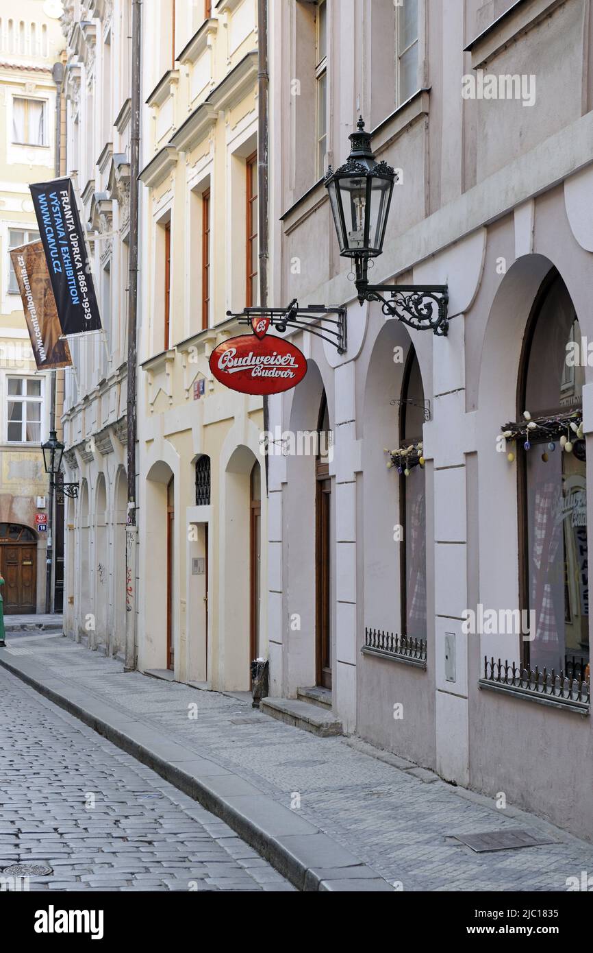 Typische Gasse, Altstaedter Ring, Tschechische Republik, Prag Stockfoto