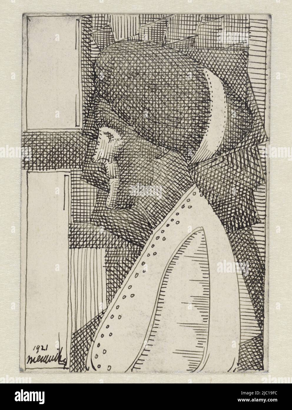 Profil einer Frau, links, Zeichner: Samuel Jessurun de Mesquita, 1921, Papier, Stift, H 151 mm × B 105 mm Stockfoto