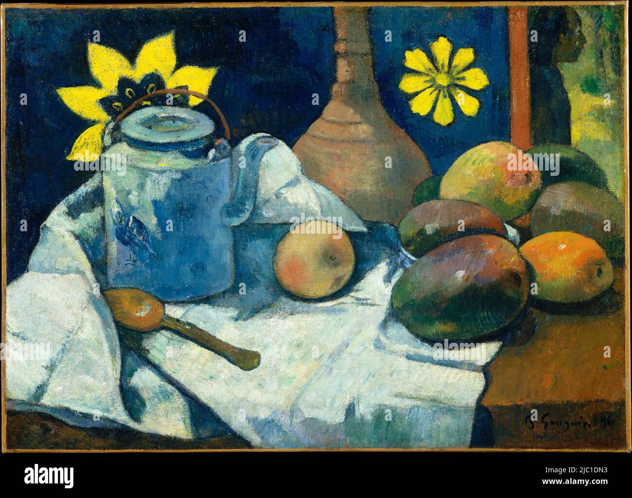 Stillleben mit Teekannen und Früchten. Paul Gauguin. 1896. Stockfoto