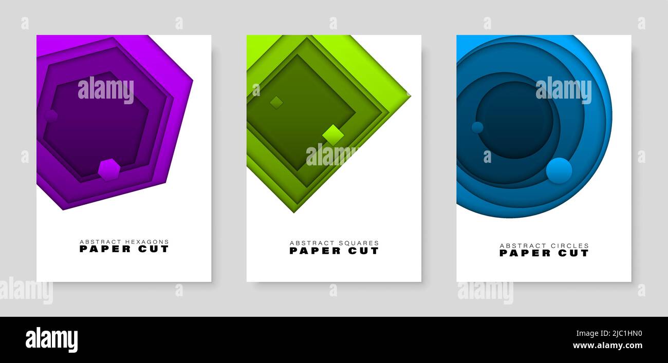 Satz von Deckblättern mit bestimmten Papiergrafiken. Elemente leicht an jeden Einsatz anpassbar. Stock Vektor