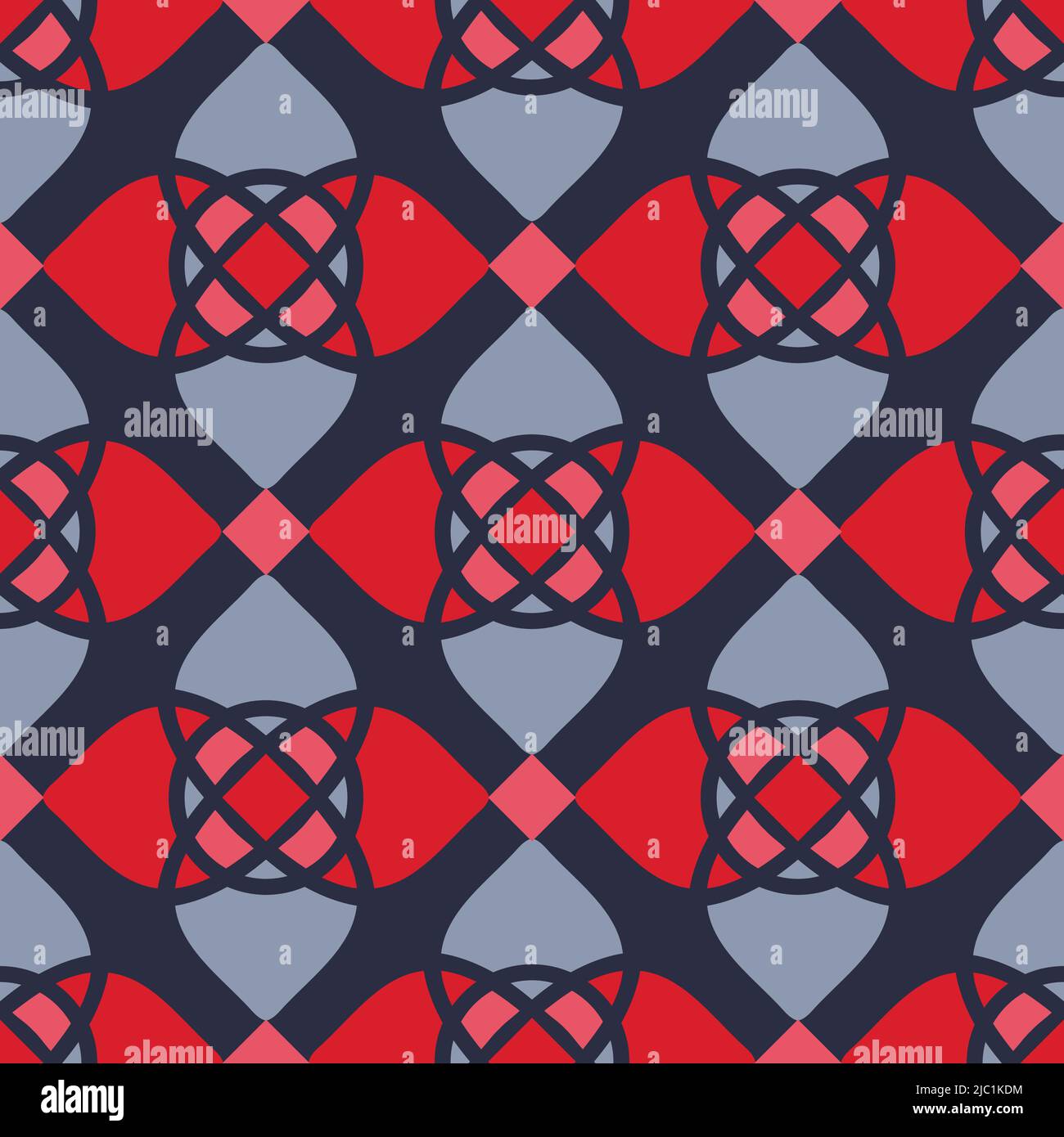 Nahtloses Vektormuster mit Bodenmosaik auf blauem Hintergrund. Geometrische Textur Tapete Design mit hellen Farben. Dekorative Mode Textil. Stock Vektor
