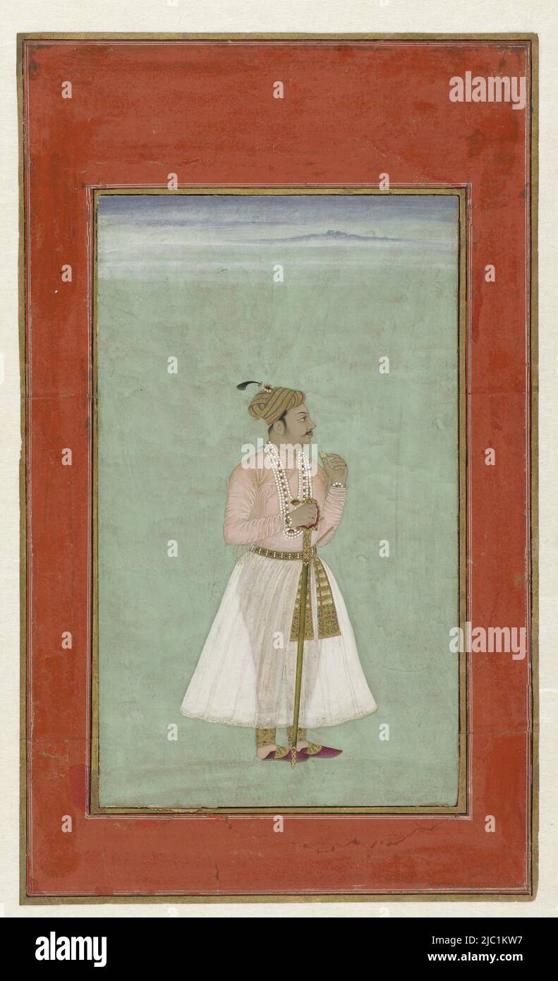 Sultan Ali Adil Shah II. Von Bijapur, Zeichner: Ruknuddin, Bikaner, 1687 - 1688, Papier, Bürste, H 300 mm × B 179 mm, H 212 mm × B 125 mm Stockfoto