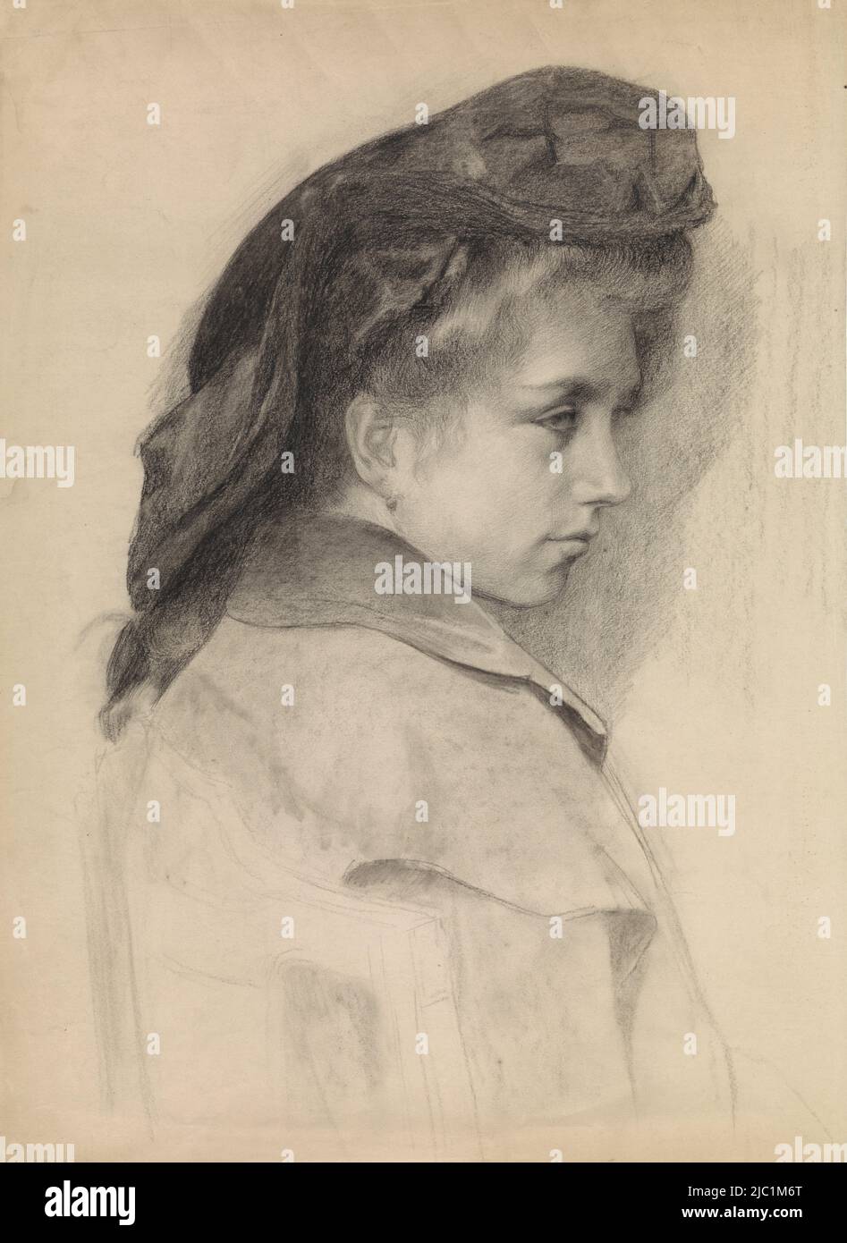 Porträt einer jungen Frau, rechts, Zeichner: Johan Braakensiek, 1868 - 1940, Papier, H 580 mm × B 425 mm Stockfoto