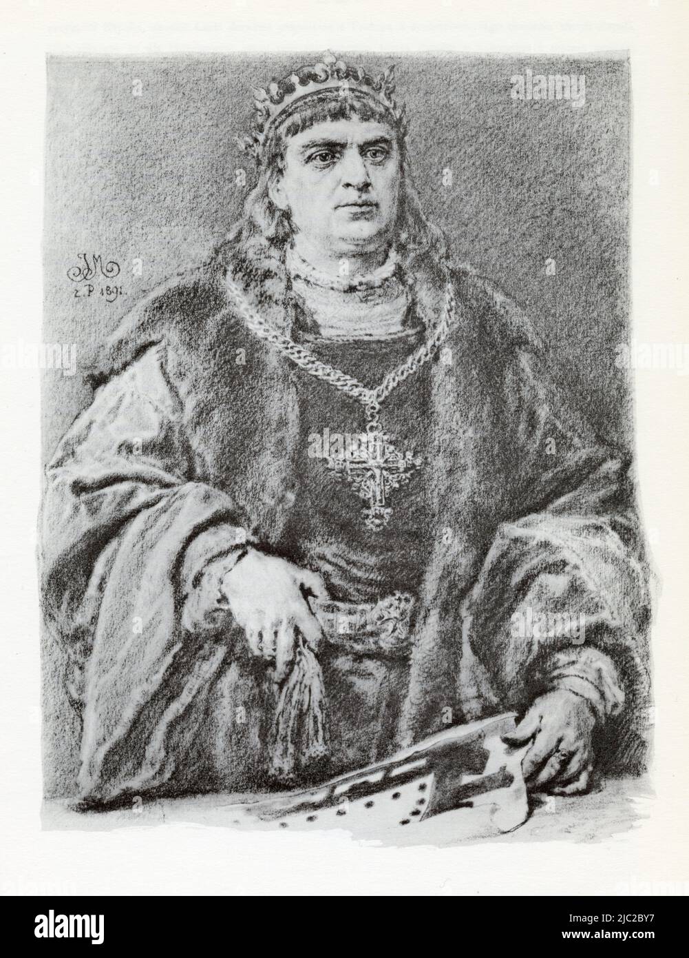 JAN MATEJKO.Zygmunt i Stary (ur. 1 stycznia 1467 w Kozienicach, zm. 1 kwietnia 1548 w Krakowie) – od roku 1506 wielki książę litewski, od 1507 roku kr Stockfoto JAN MATEJKO.Zygmunt i Stary (ur. 1 stycznia 1467 w Kozienicach, zm. 1 kwietnia 1548 w Krakowie) – od roku 1506 wielki książę litewski, od 1507 roku kr Stockfoto