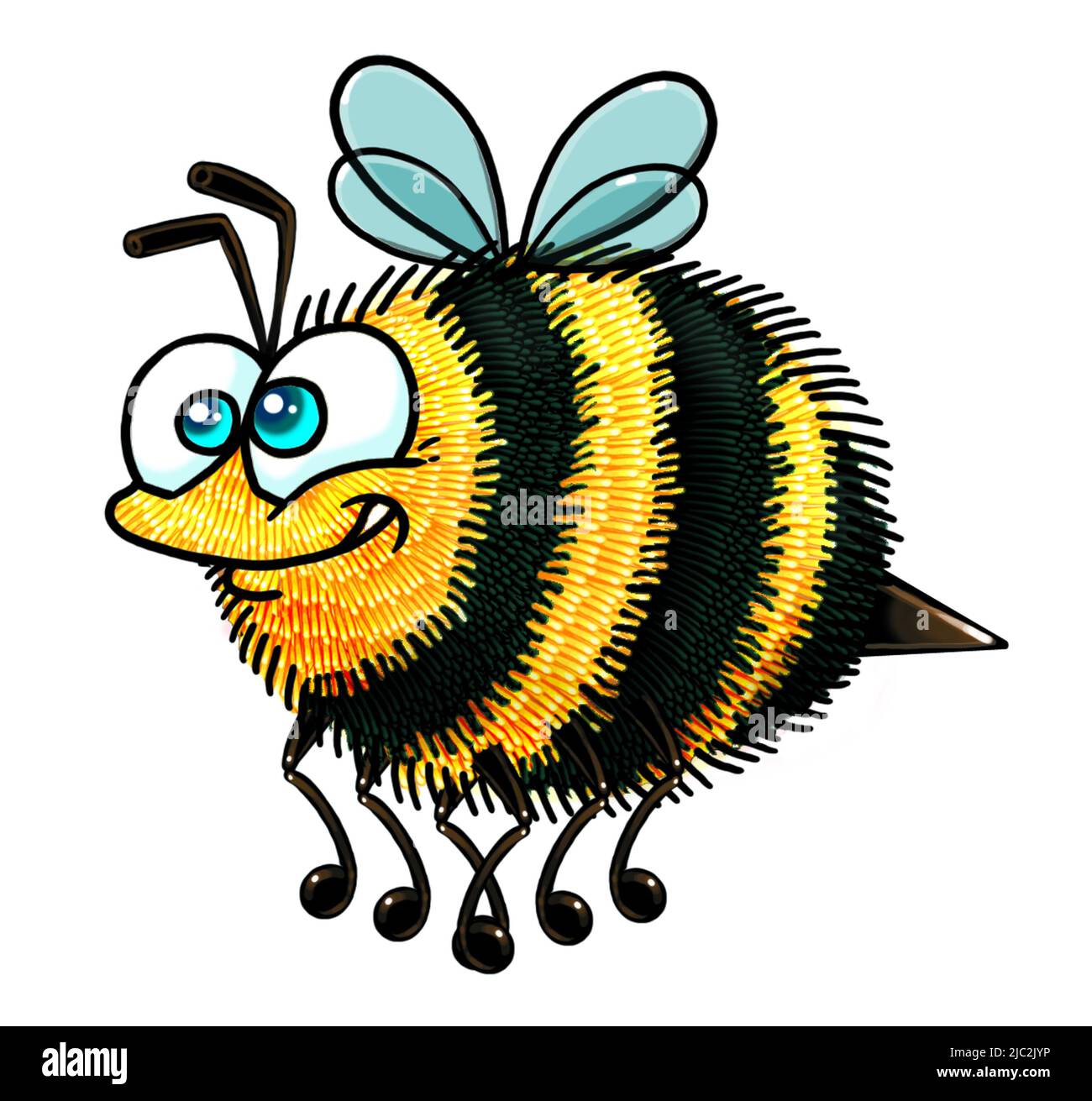 Cartoon-Kunst einer niedlichen Hummel im Flug Kinderkunst, pädagogische Illustration, Grußkarte, Anzug powerpoint, Website, Visitenkarte beschäftigt Biene Stockfoto