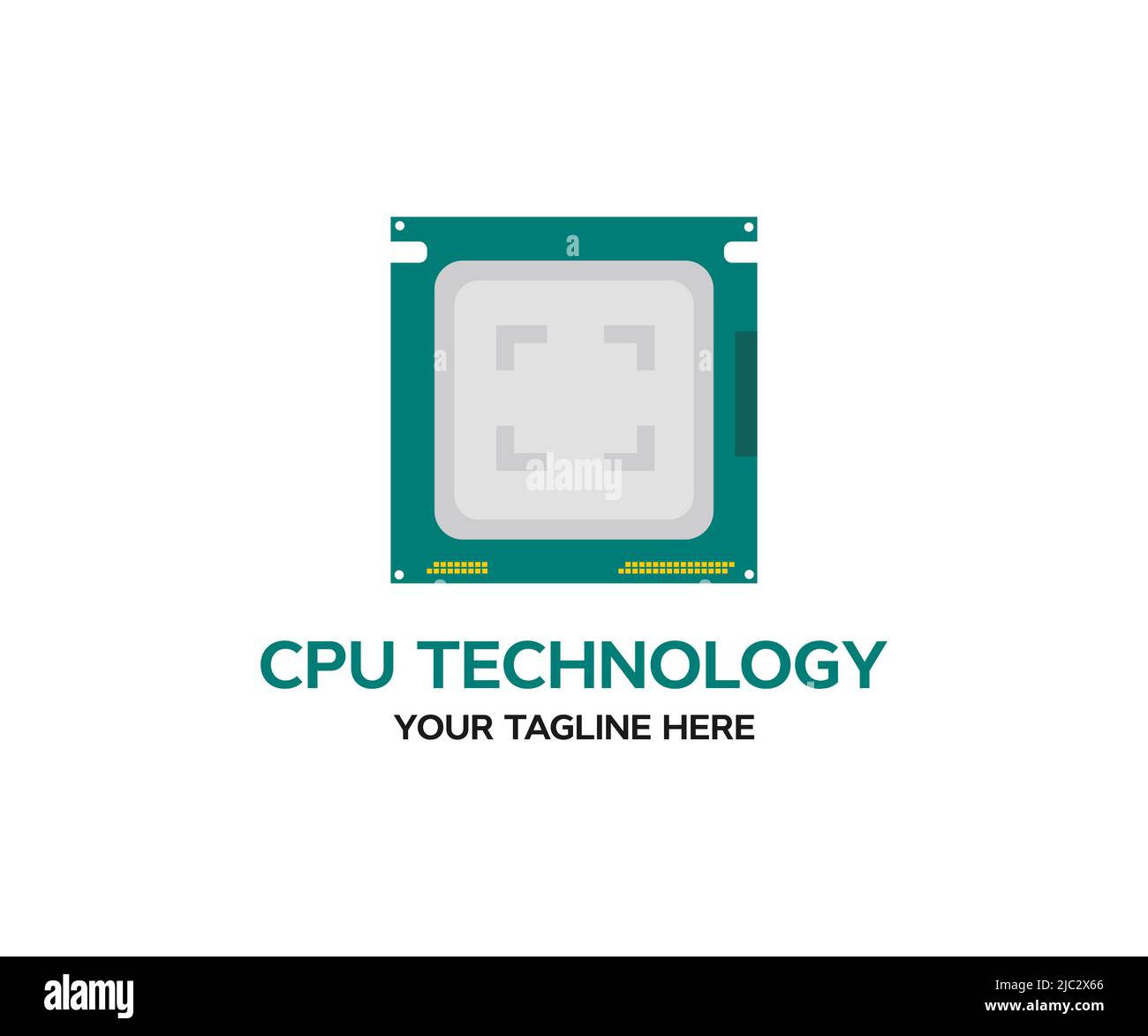 Logo für Central Computer Processors CPU Concept. Computerteil. Konzept der futuristischen Technologie. Fortschrittliches Technologiekonzept mit Microchip. Stock Vektor
