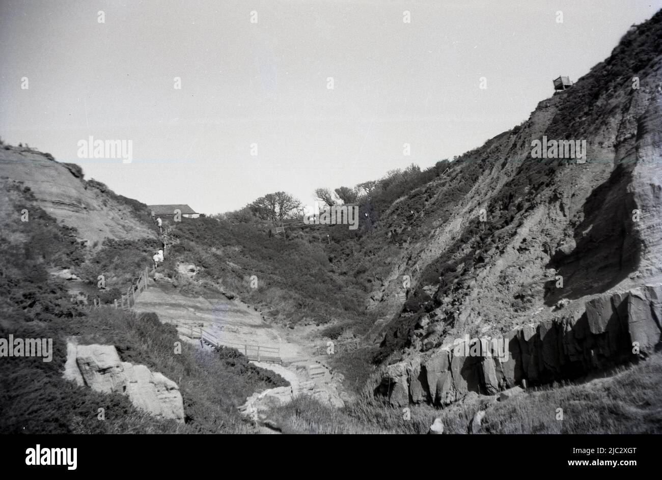 1938, historisch, August, Isle of Wright, Blick aus dieser Ära von Blackgang Chine. Stockfoto