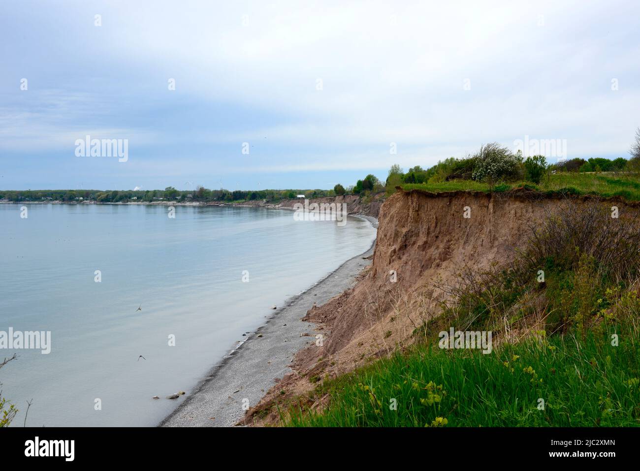 Lake Erie Ufer und Strände Teil der Great Lakes. Süßwasserseen, Strände und Uferansichten im Südwesten von Ontario, Kanada. Stockfoto